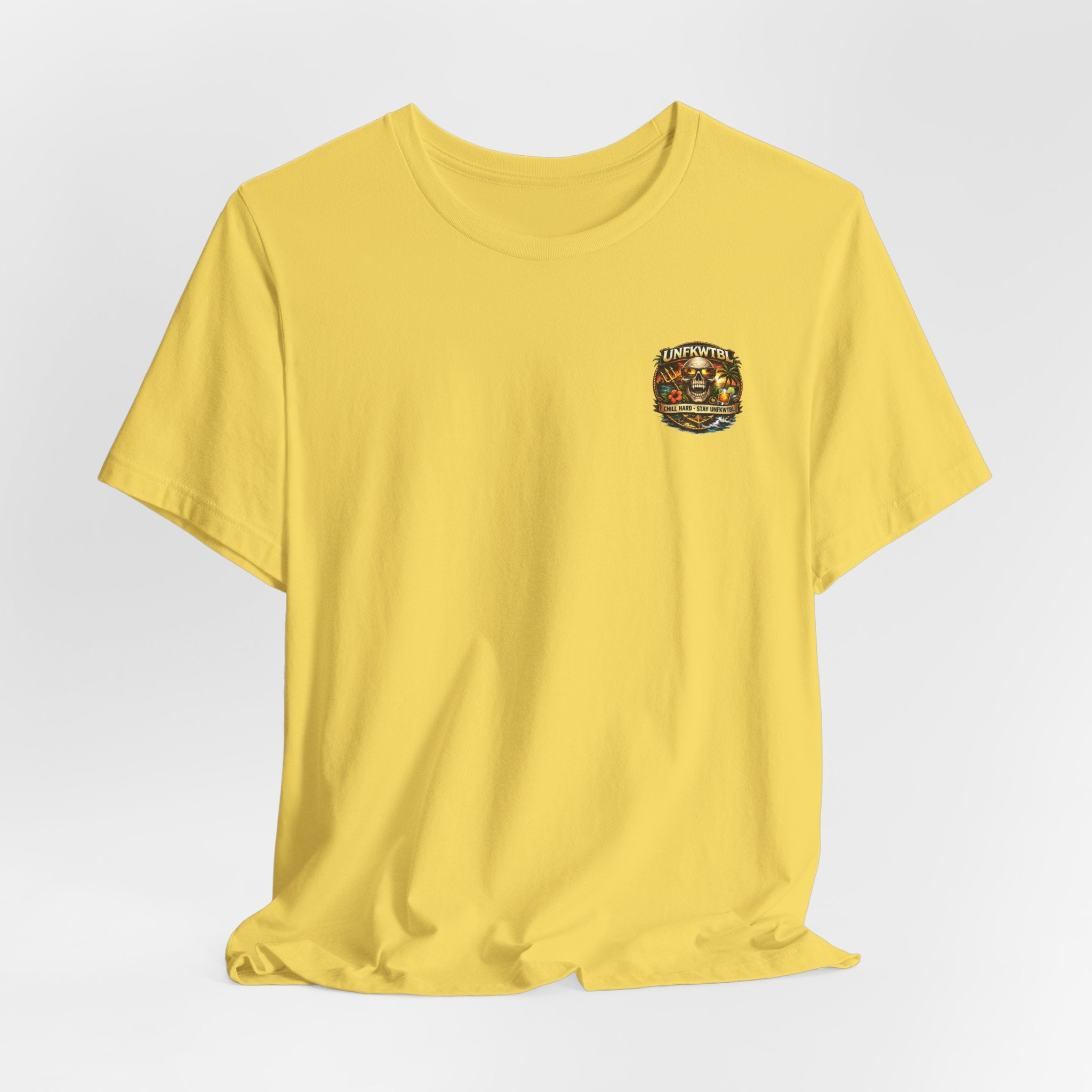 Island State of Mind Graphic Tee — "Stay UNFKWTBL" Tropical Hula Girl Shirt