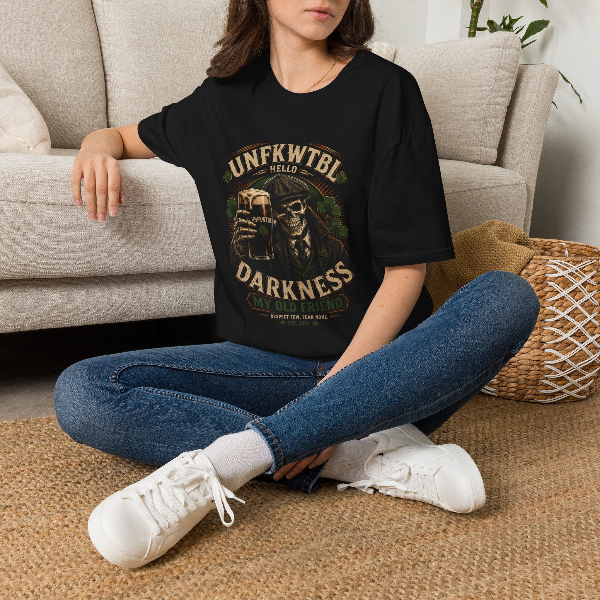 Darkness Hello T-Shirt — Skull & Beer Gothic Graphic Tee