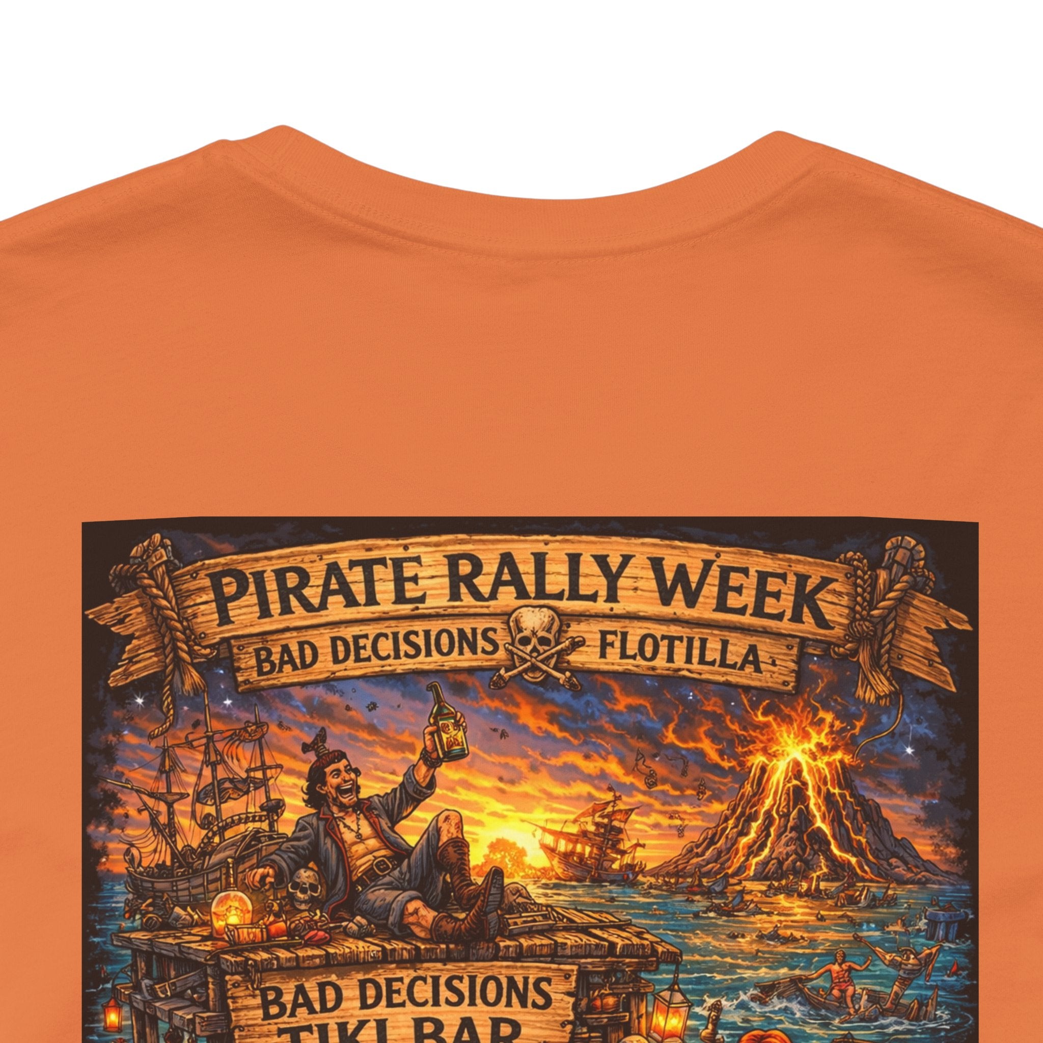 Pirate Rally Vintage Poster Tee — Tiki Bar Adventure Graphic Shirt