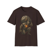 Atlas Strength Unisex Softstyle T-Shirt with bold graphic of Atlas holding the cracked earth on a dark background, soft 100% cotton tee for everyday wear