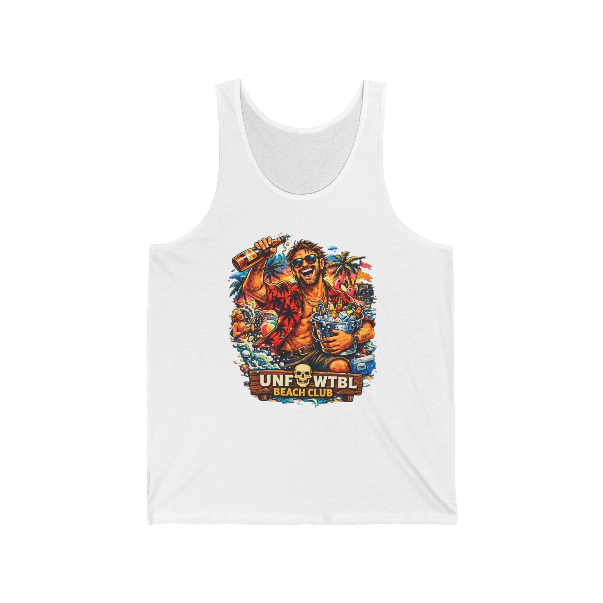 Beach Club Tank Top — Tropical 'Unfwtbl' Retro Surf Party Design