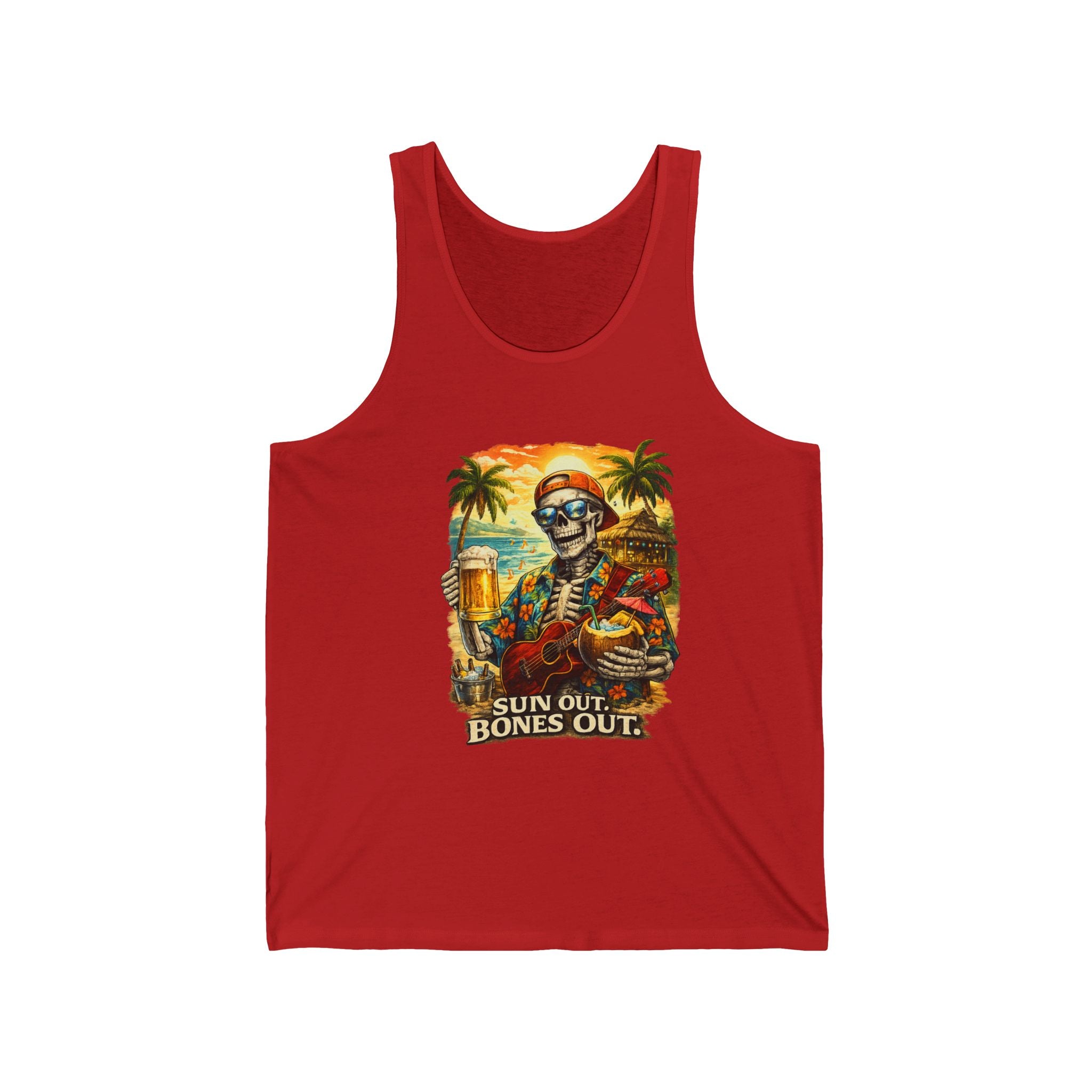 Sun Out Bones Out Tank Top — Skeleton Beach Party Summer Tank