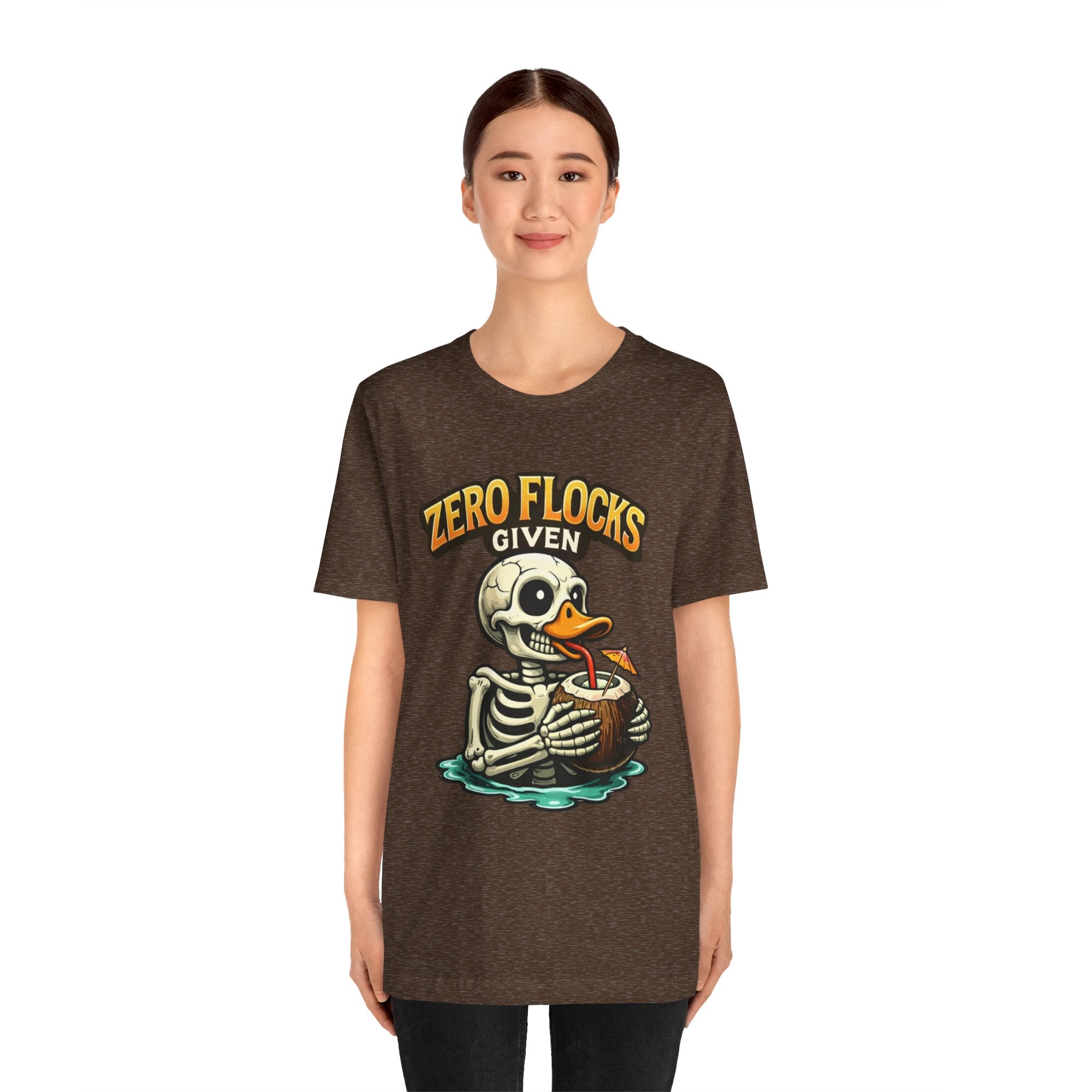 T‑Shirt — "Zero Flocks Given" Skeleton Duck Graphic Tee
