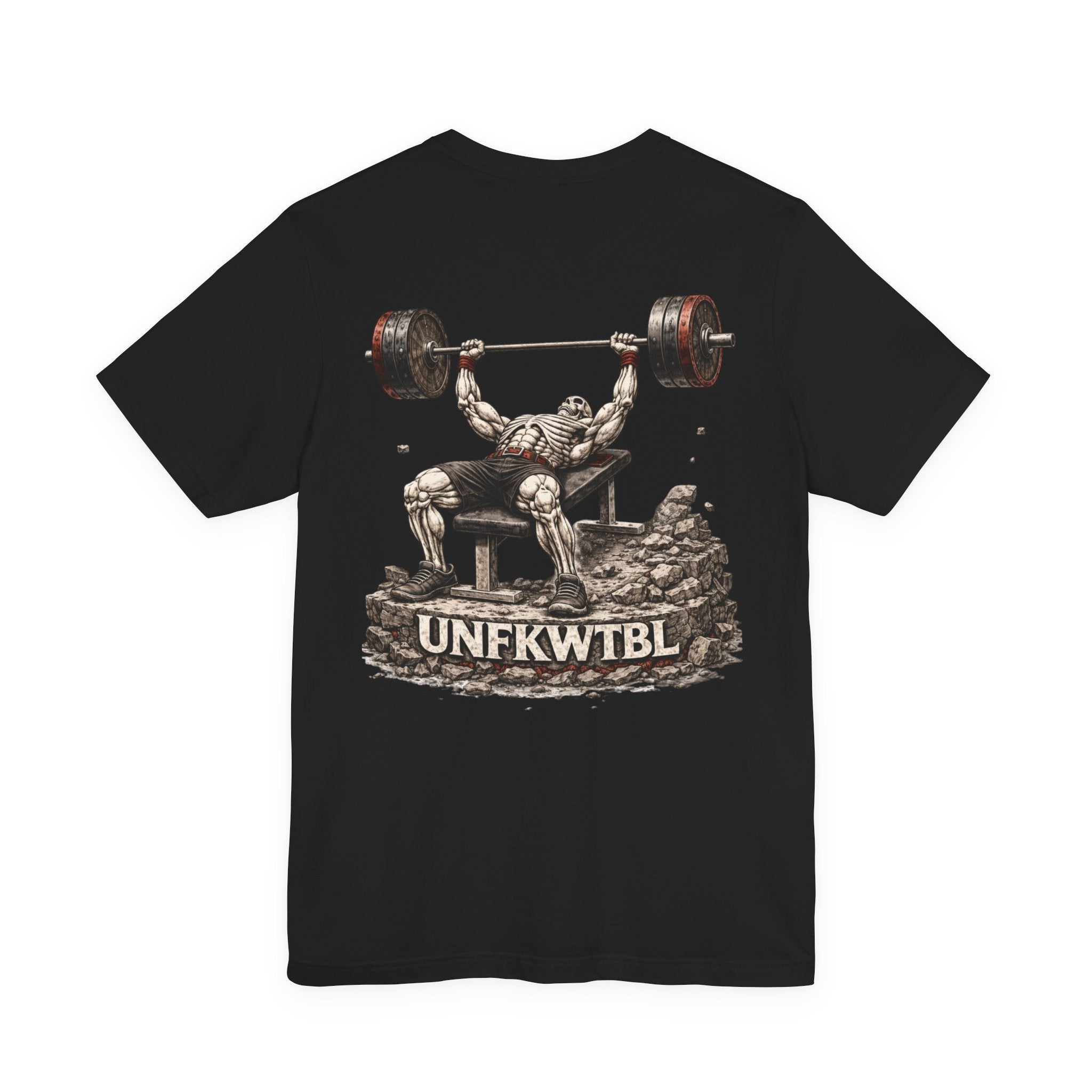 Weightlifting Tee — Vintage Bench Press Skull Design (UNFKWTBL)
