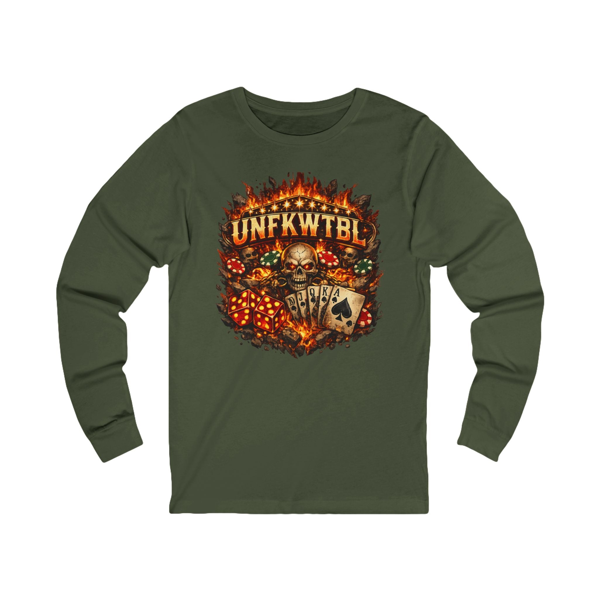 Skull Poker Flames Long Sleeve Tee – UNFKWTBL Graphic