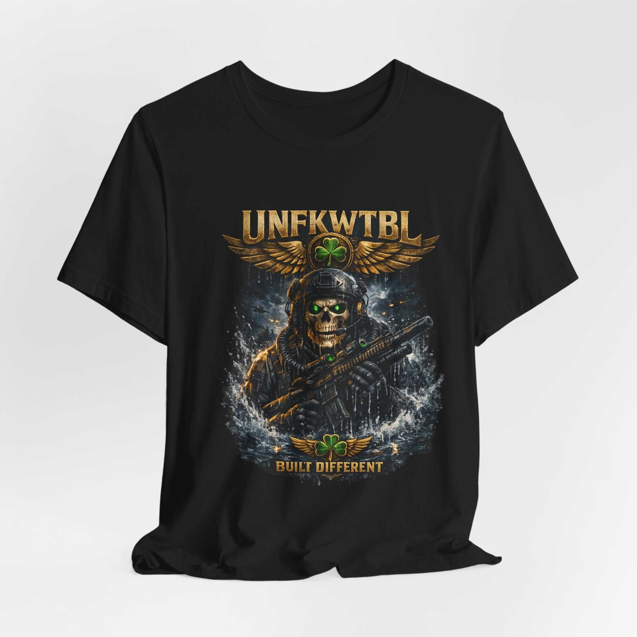 Unkillable Soldier Skull Tee — "Unfkwtbl" Military Skull Graphic T-Shirt