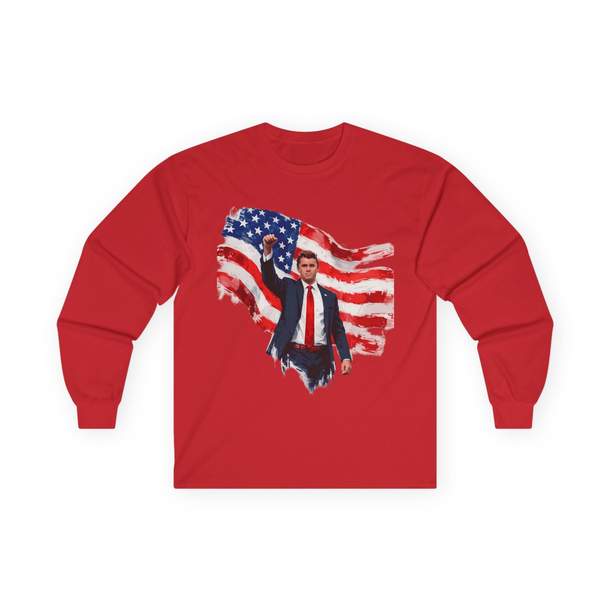 Patriotic Flag Long Sleeve Tee — American Flag Silhouette Design