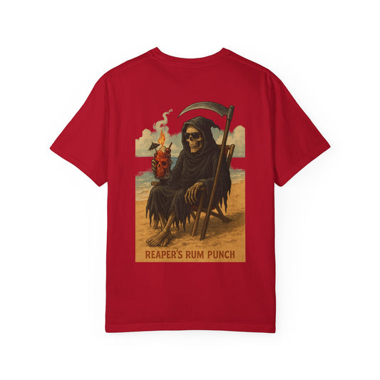 REAPER PUNCH Chill Vibes Unisex T-Shirt, Beach Party Tee, Summer Casual Wear, Retro Graphic Tee, Perfect for Halloween, Gift for Friends
