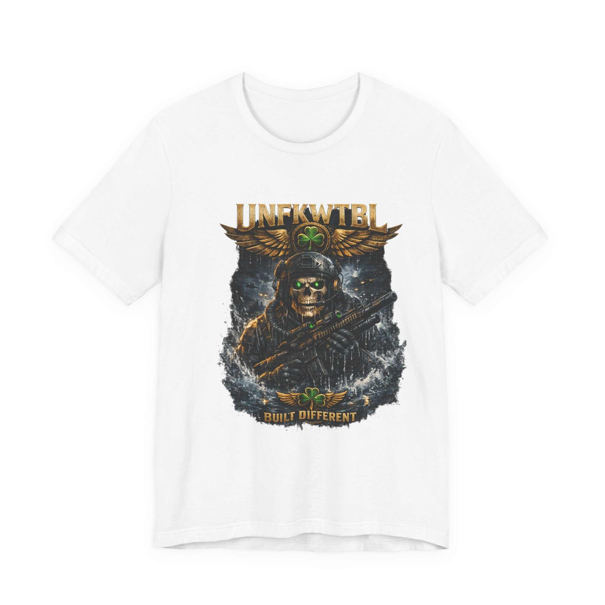 Unkillable Soldier Skull Tee — "Unfkwtbl" Military Skull Graphic T-Shirt