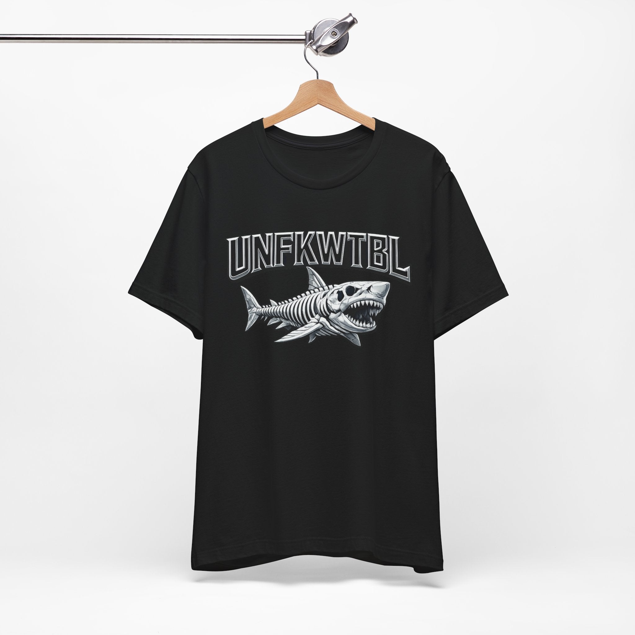 Shark Graphic Tee — 'UNFKWTBL' Vintage Skeleton Shark Shirt