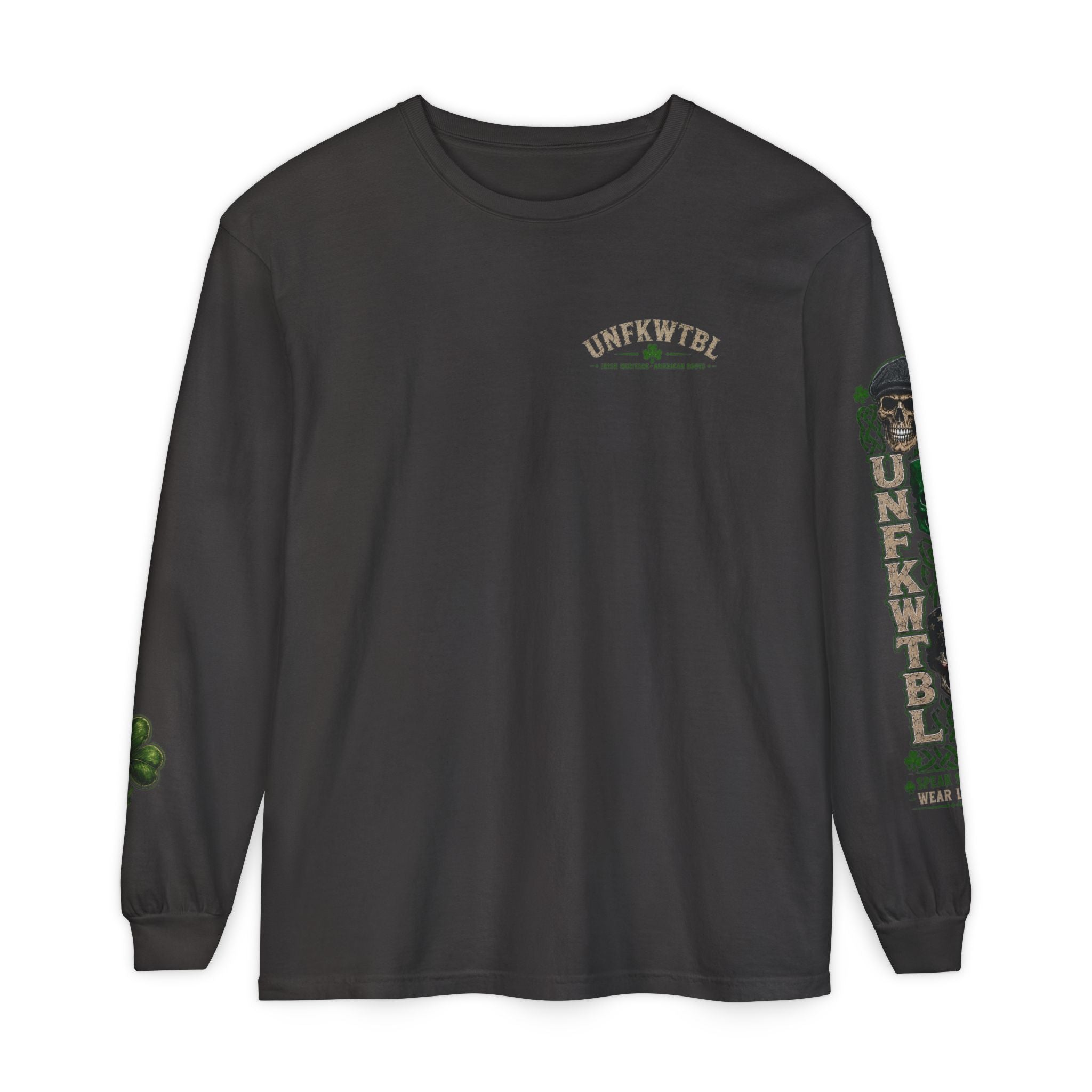 Skull & Flags Long Sleeve T-Shirt — Loyalty Honor Family Freedom