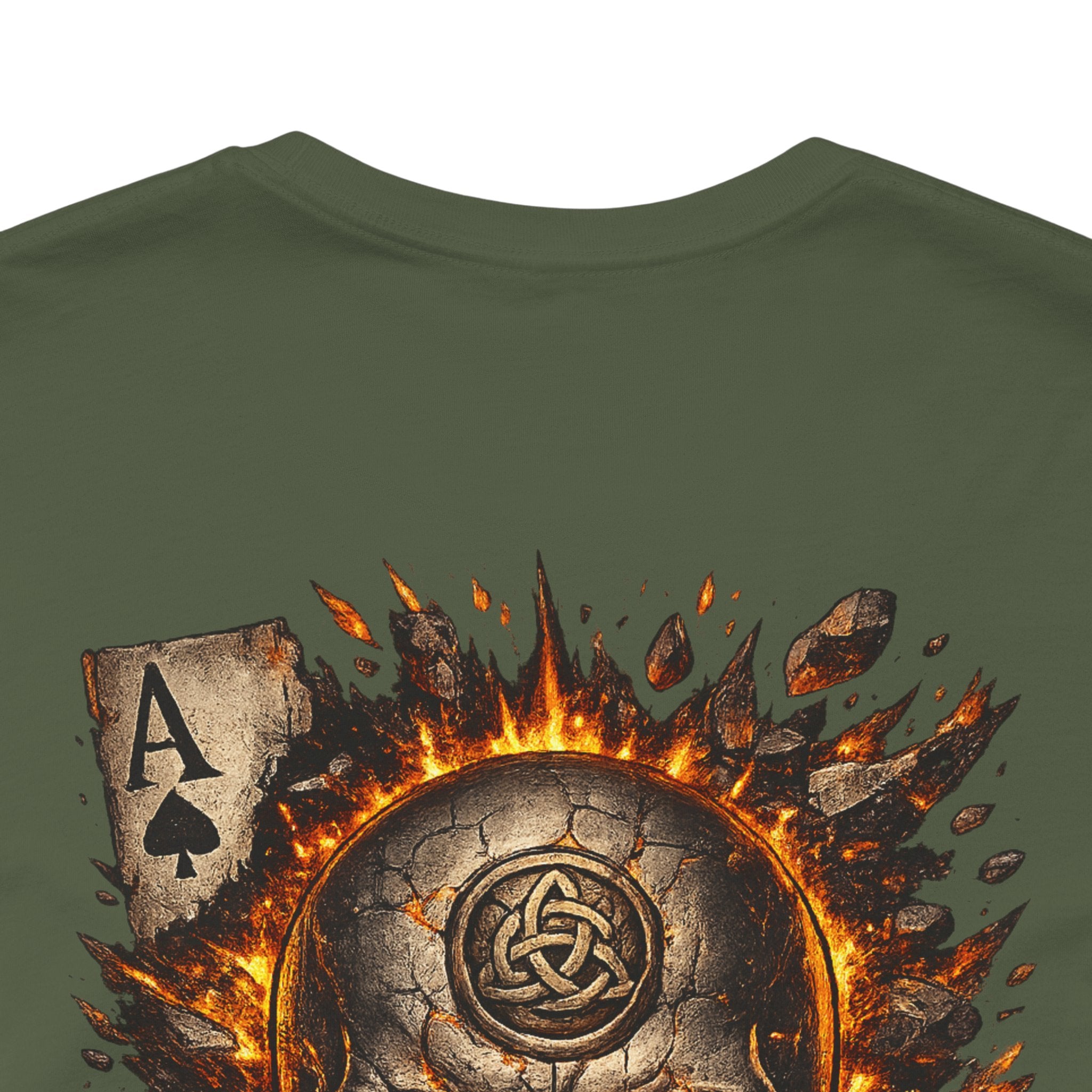Skull & Flaming Cards Graphic Tee — Poker Skull Short Sleeve T-Shirt