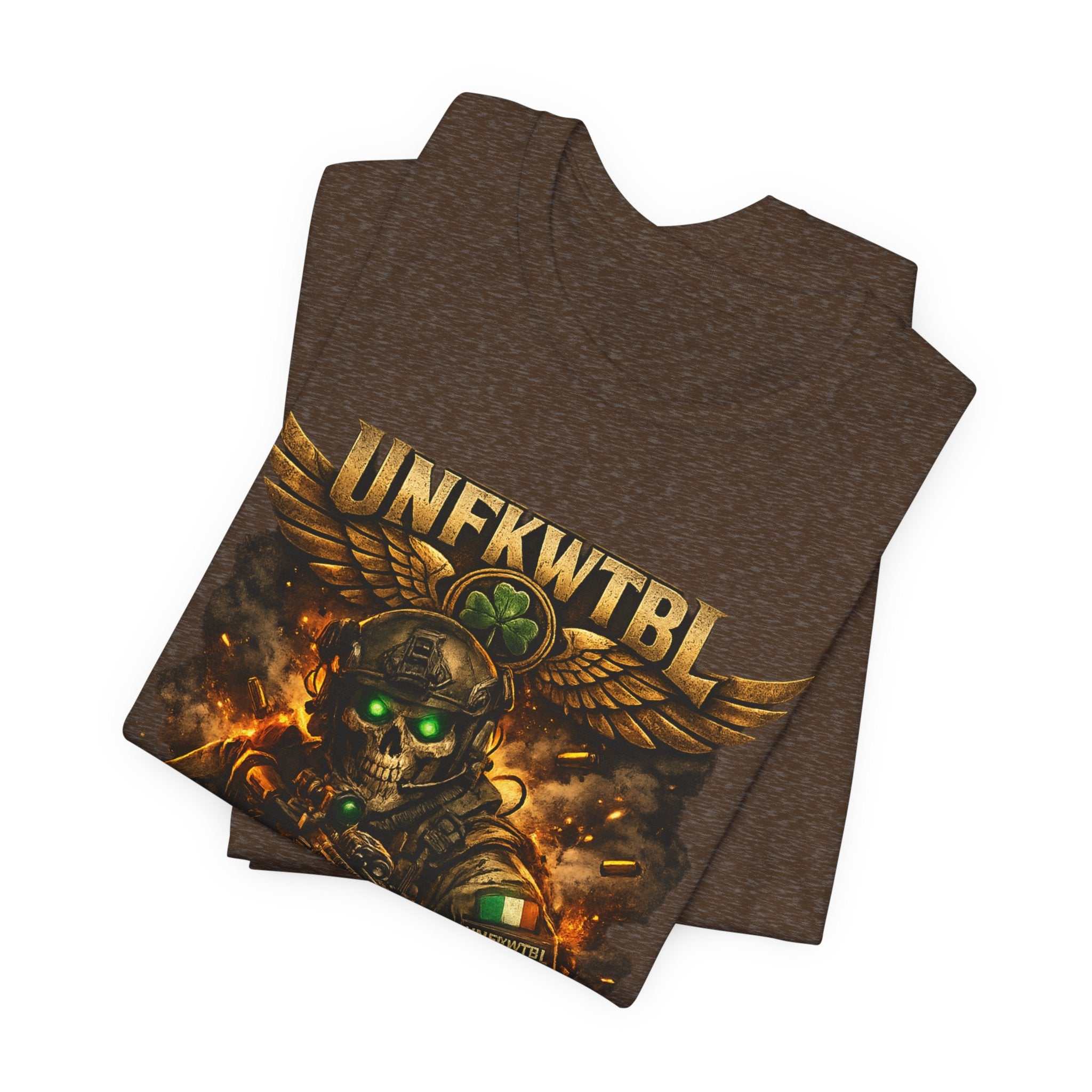 Built Different Military Skull Tee — "UNKFWTBL" Tactical Graphic T-Shirt