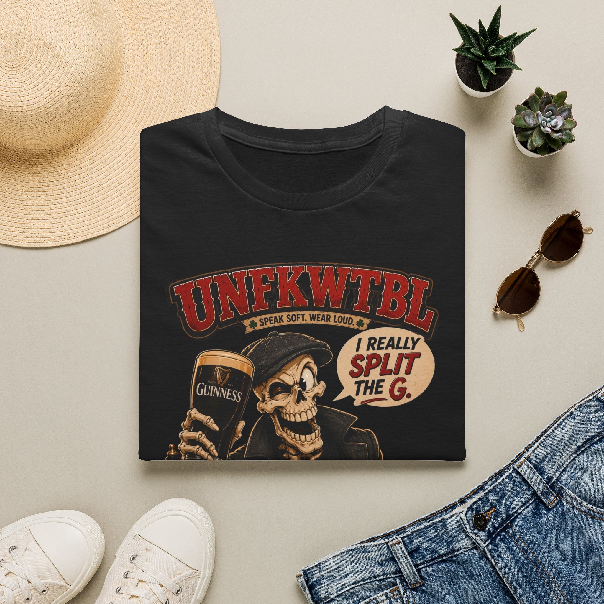 Skull & Pint Graphic Tee — “I Really Split The G” Guinness Beer Shirt