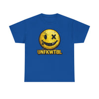 Graphic Tee — Distressed Yellow Smiley Face "UNFKWTBL" Streetwear T-Shirt