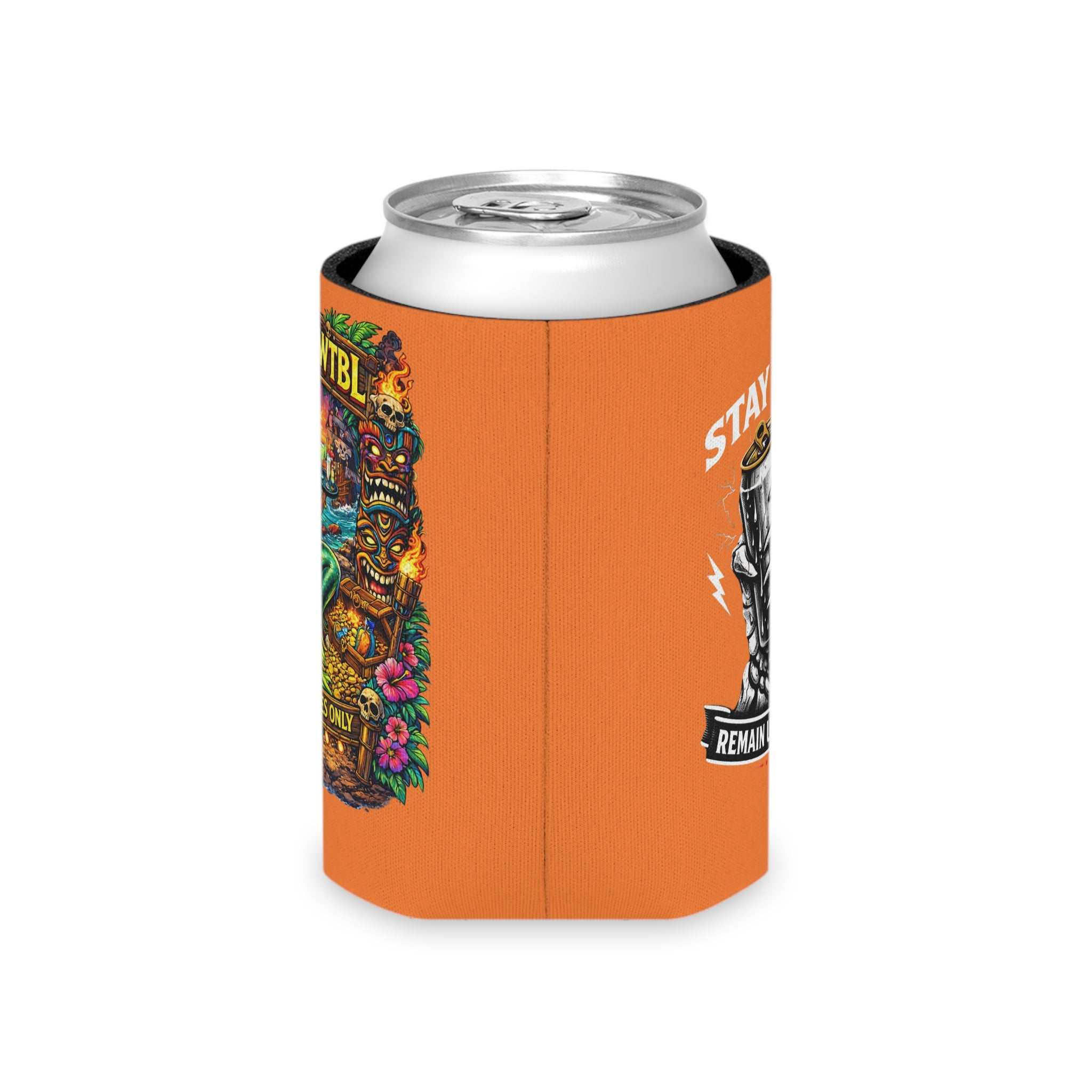 Tropical mermaid can cooler with bold beach-themed design and 'Stay Cold' beer sleeve for keeping drinks cold