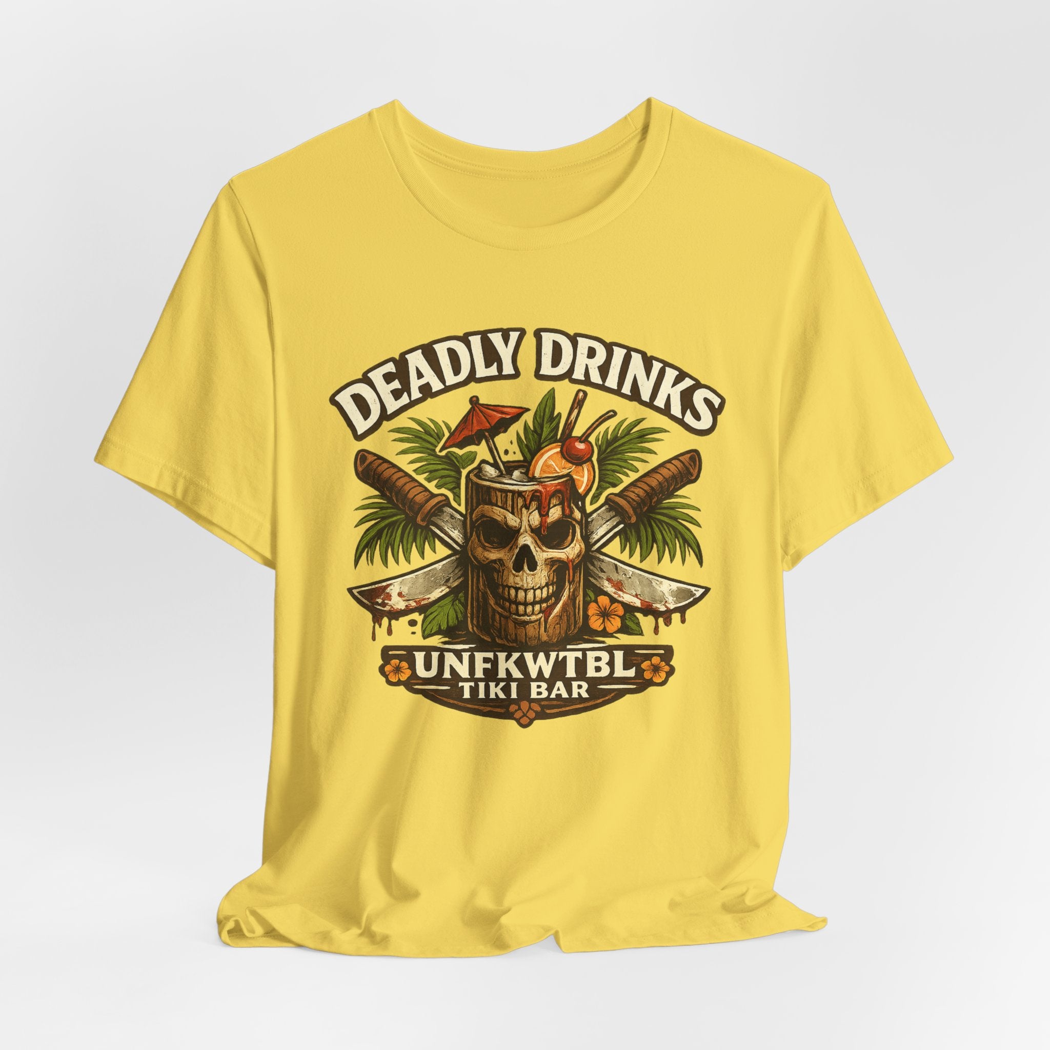 Tiki Bar Skull Tee — "Deadly Drinks" Tropical Cocktail Shirt