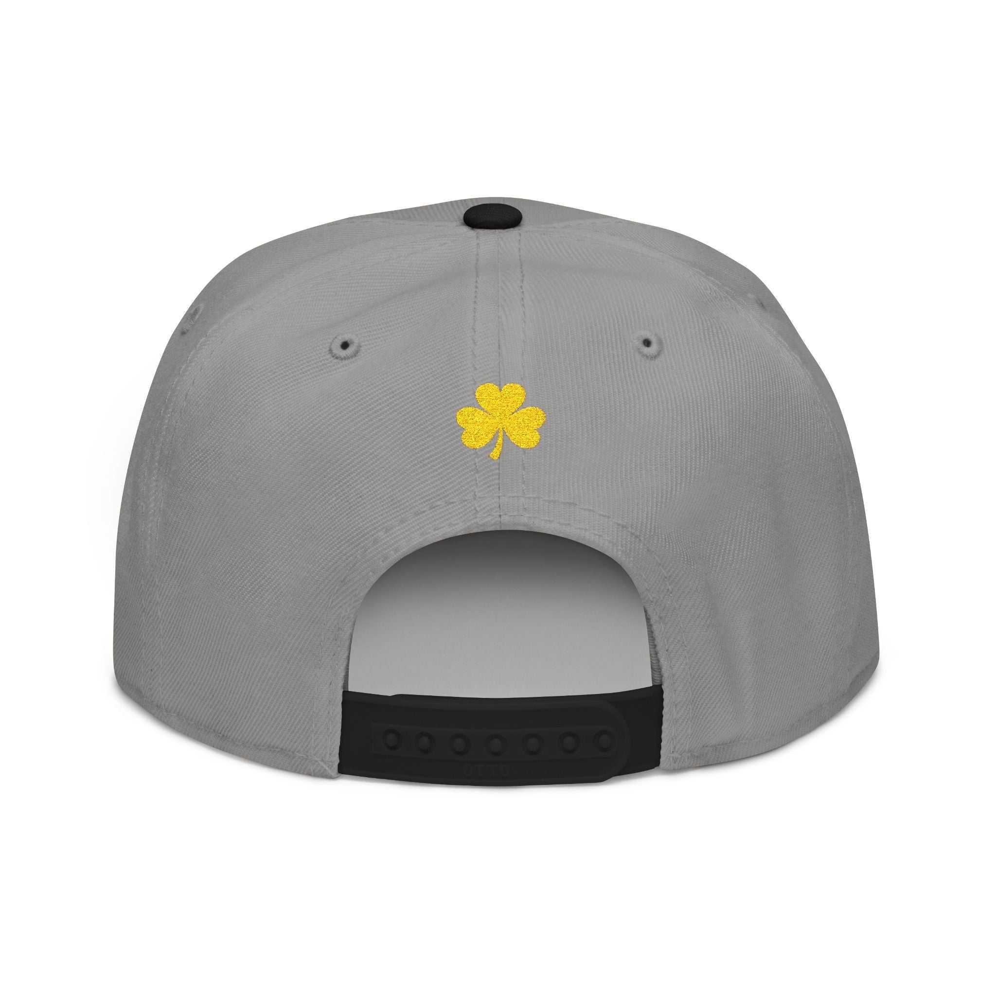 Embroidered Clover Snapback Hat — Lucky Shamrock Patch with American Flag