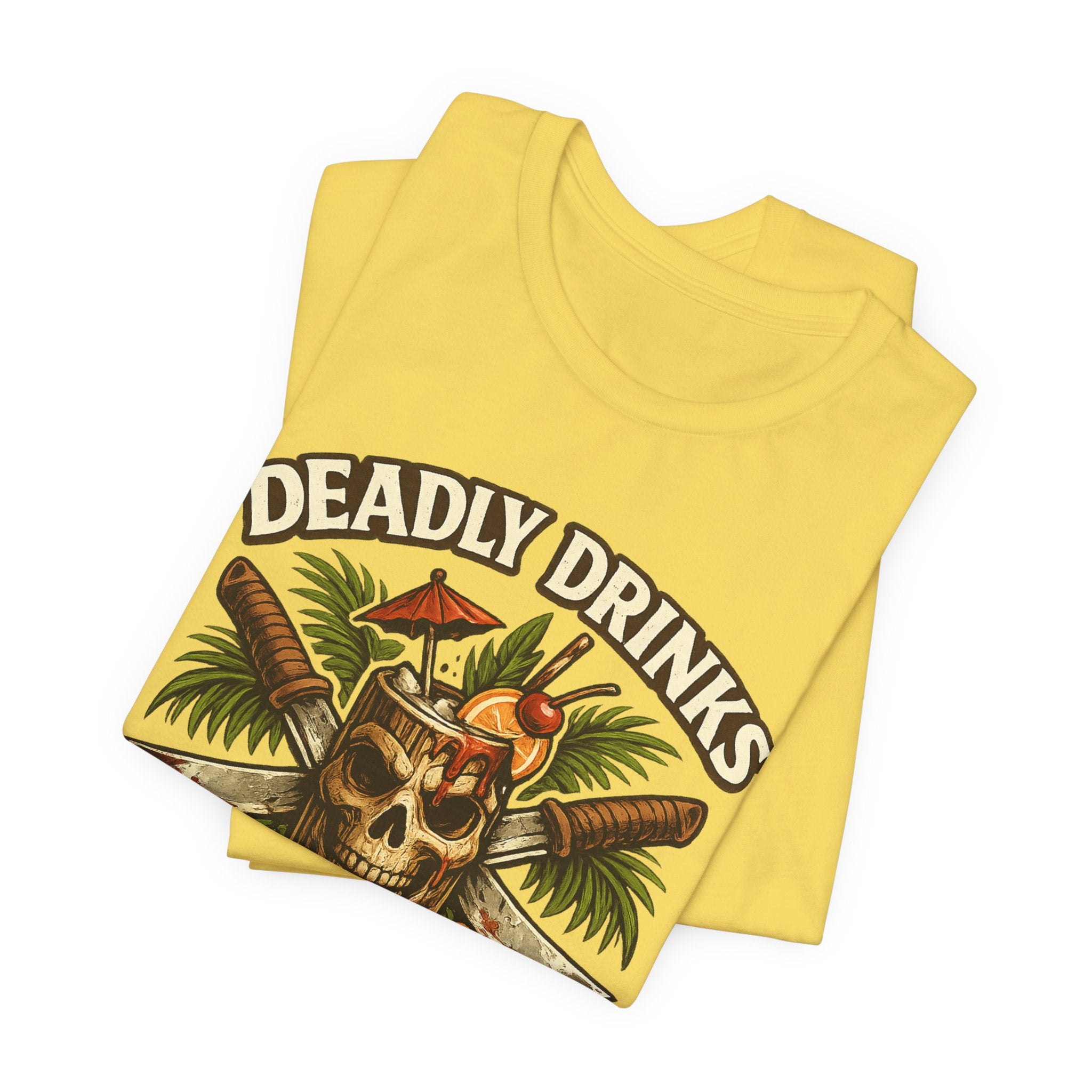 Tiki Bar Skull Tee — "Deadly Drinks" Tropical Cocktail Shirt