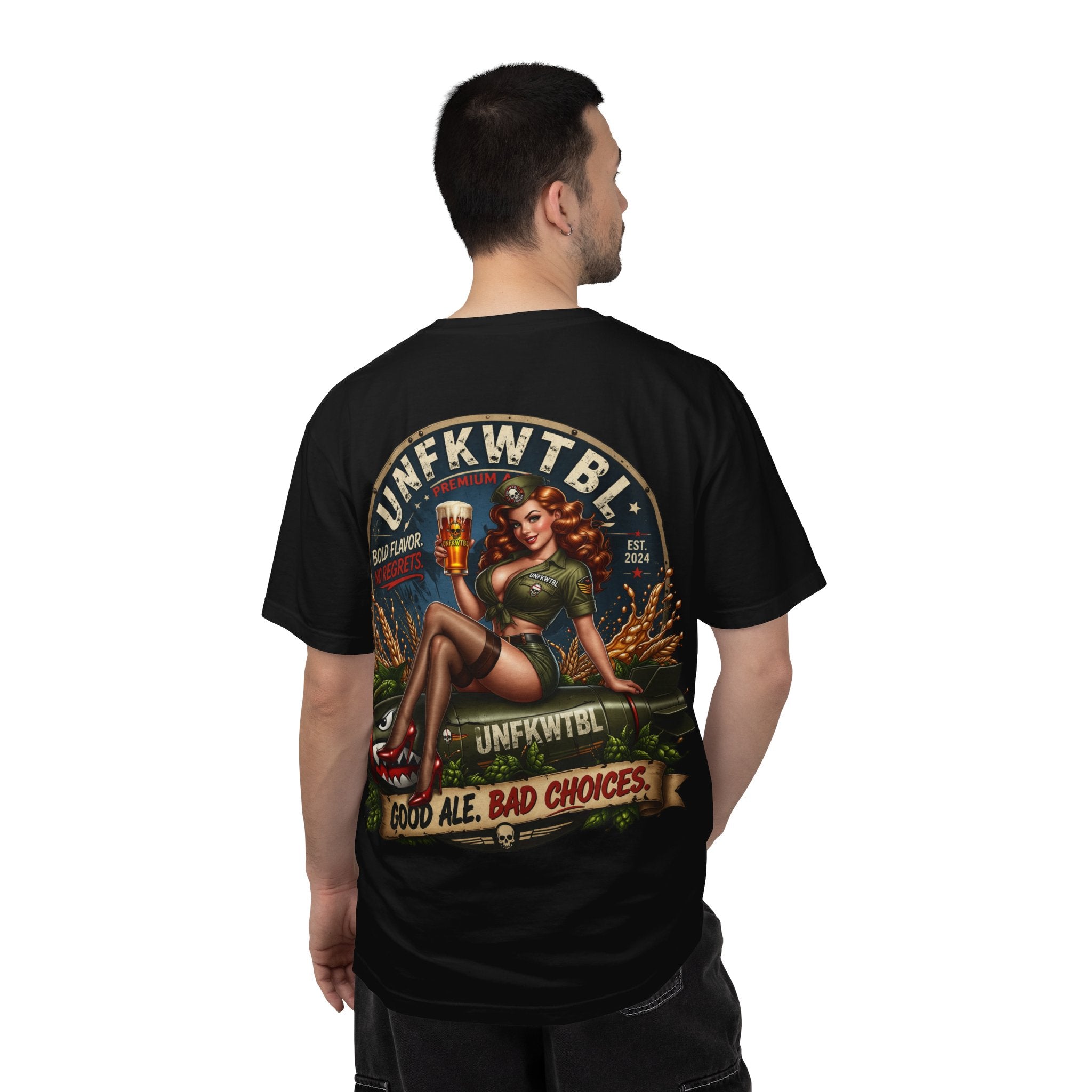 Beer Pinup T-Shirt – "Good Ale, Bad Choices" Retro Graphic Tee