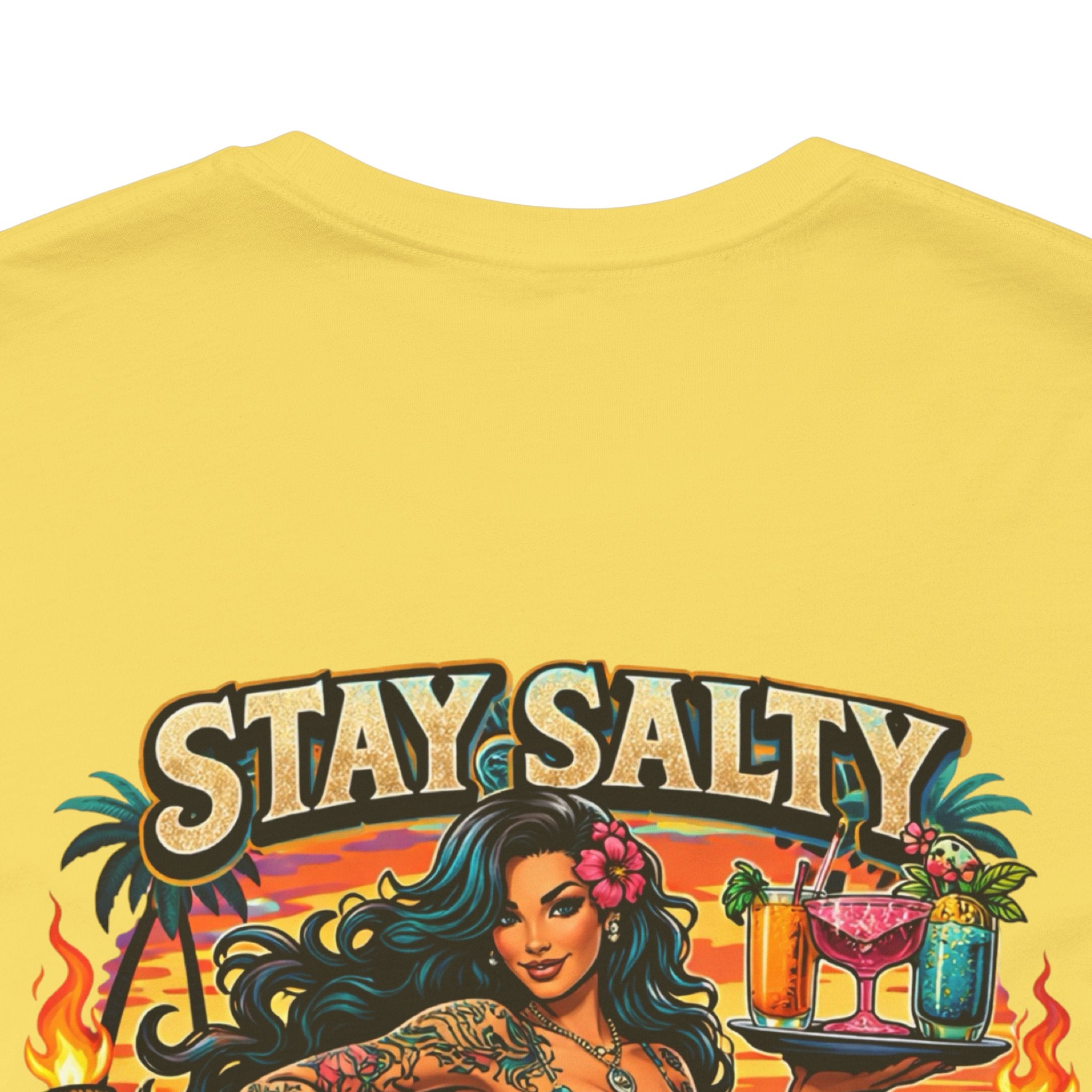 Stay Salty Tiki Club Tee — Vintage Hawaiian Pin-Up Surf Shirt