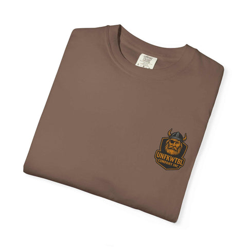 Unisex garment-dyed t-shirt in brown with Beast King graphic for casual wear and gaming fans