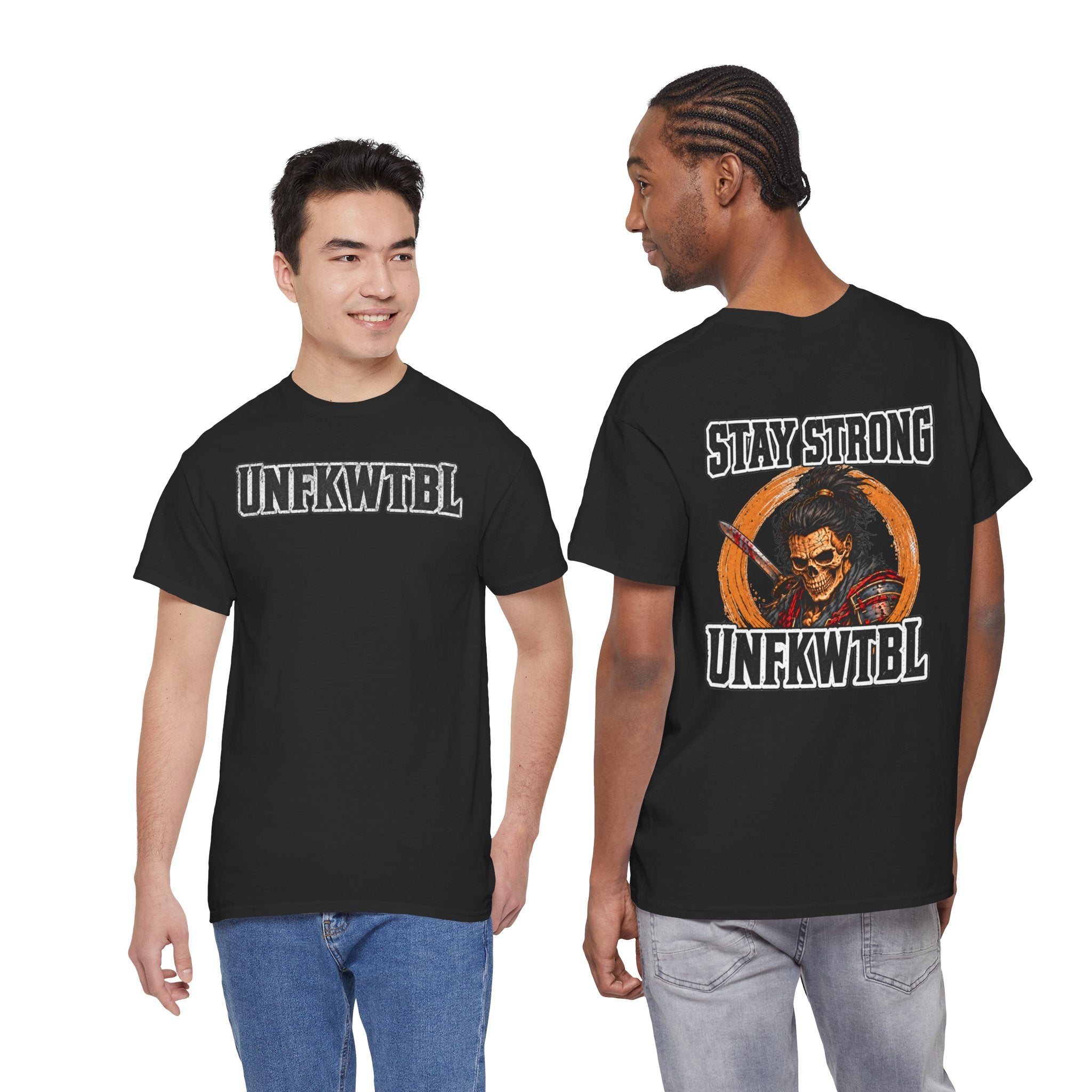 Stay Strong UNFKWTBL Graphic Tee — Skull Warrior Back Print