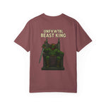 Unisex garment-dyed t-shirt in mauve with Beast King vintage graphic design, casual and eco-friendly cotton tee for gamers and unique style gifts