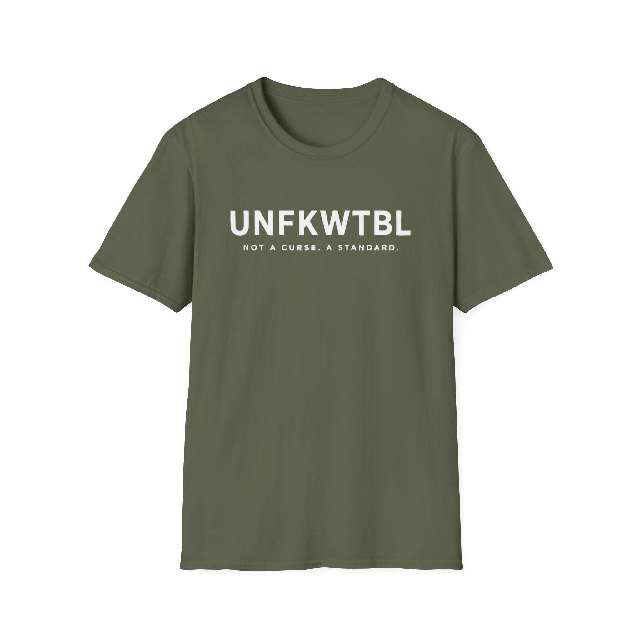 UNFKWTBL Not A Curse minimalist statement tee in lightweight cotton with bold chest print
