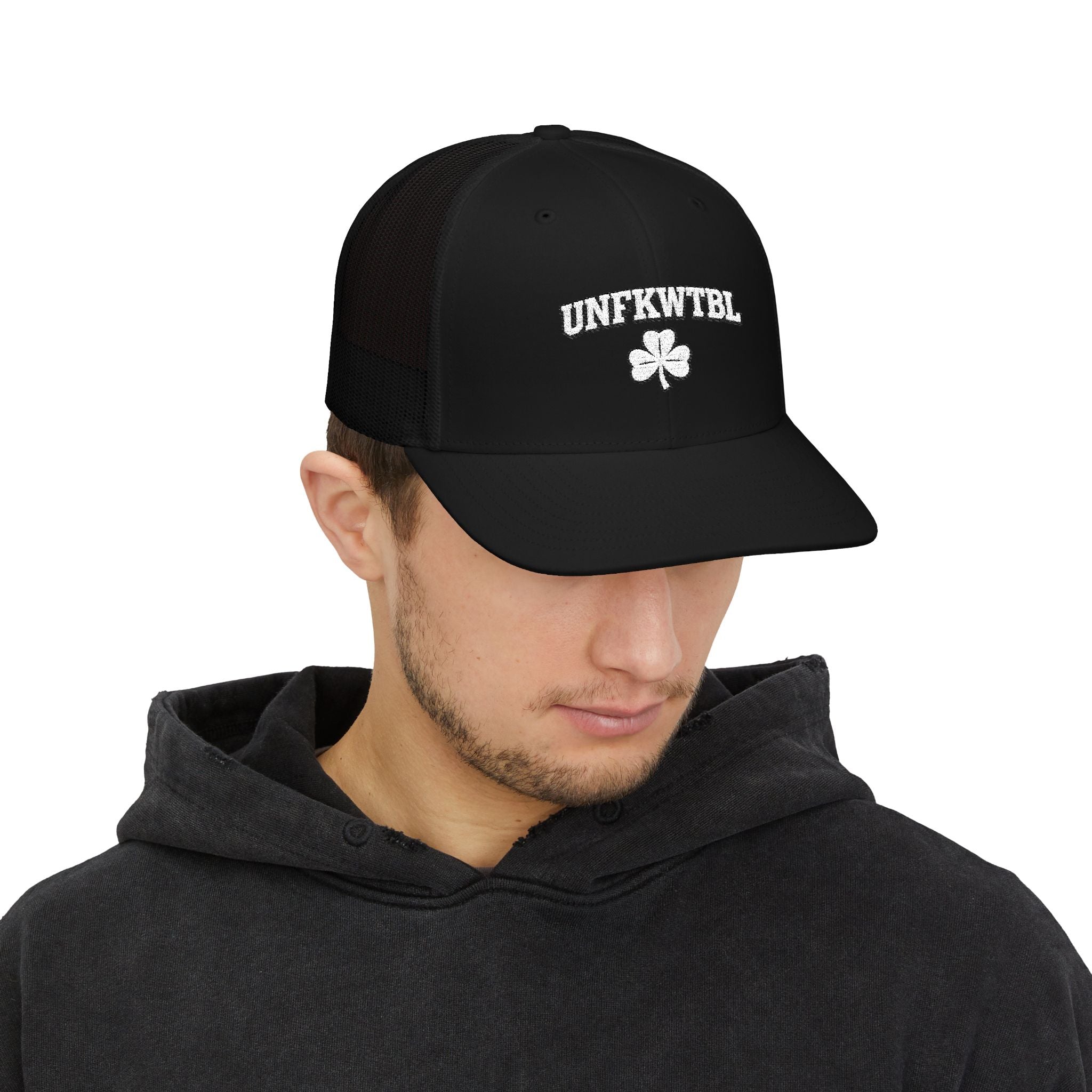 Snapback Trucker Cap — "UNFKWTBL" Embroidered Clover Hat