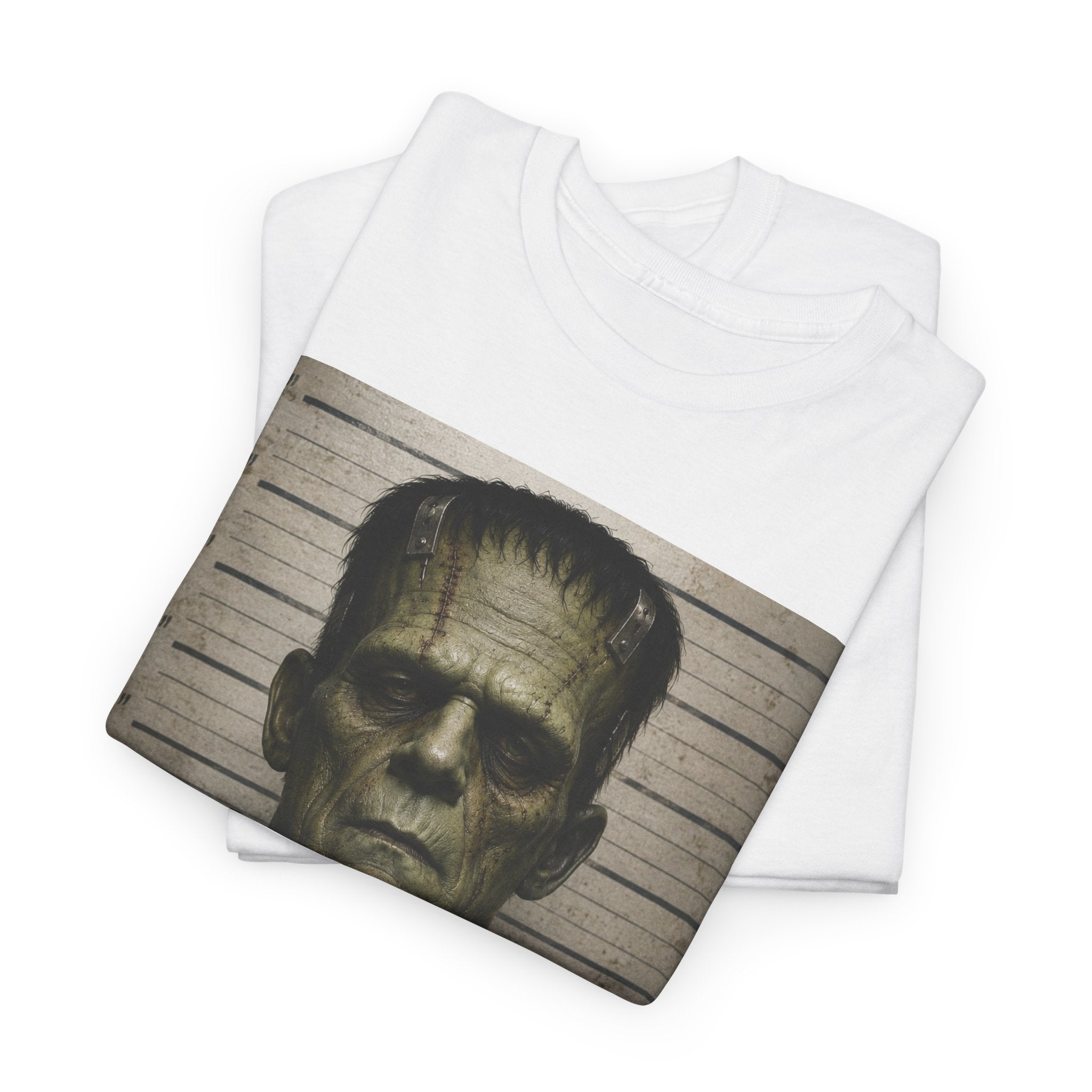 Frankenstein Mugshot Tee — Vintage Monster Mugshot Graphic T-Shirt