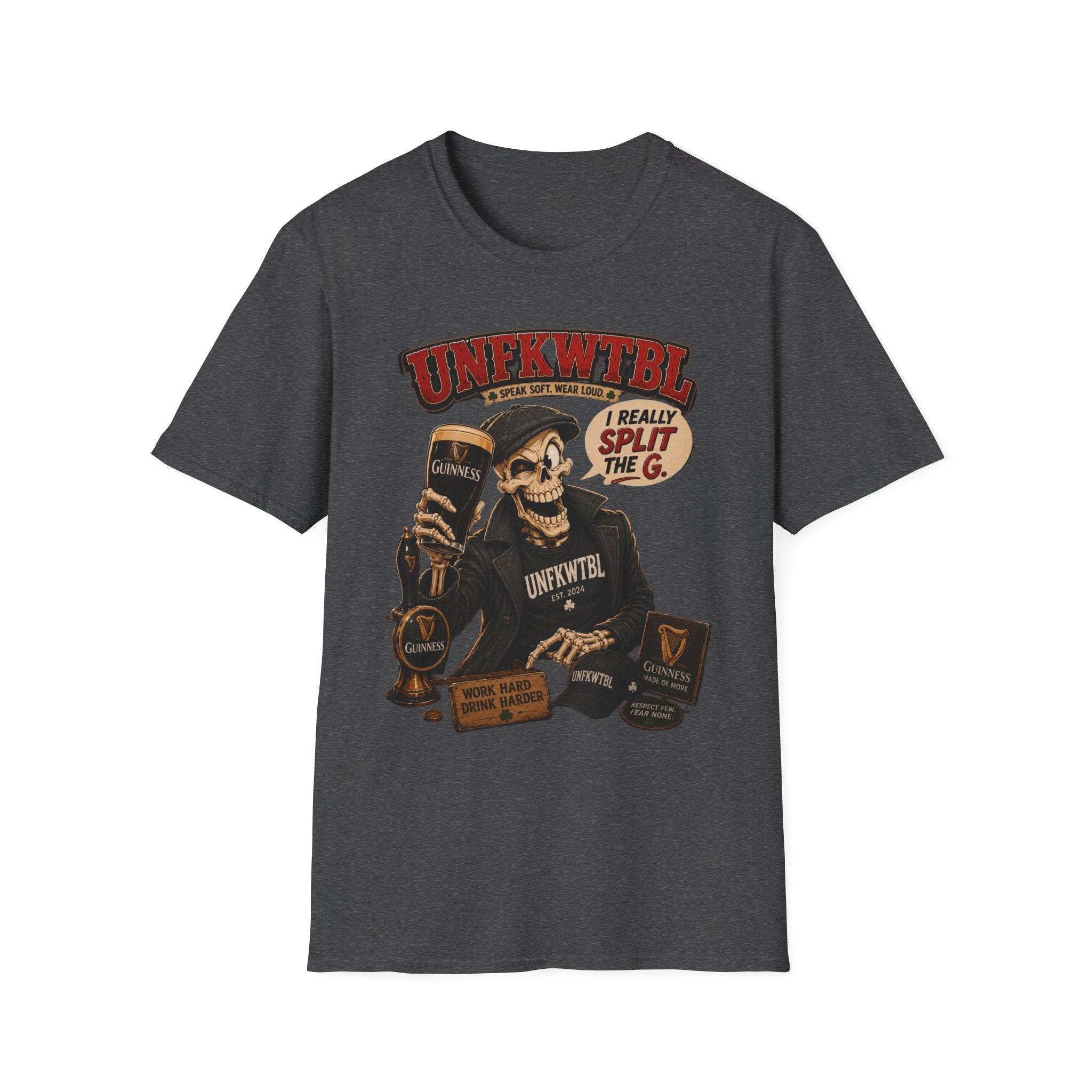 Skull & Pint Graphic Tee — “I Really Split The G” Guinness Beer Shirt