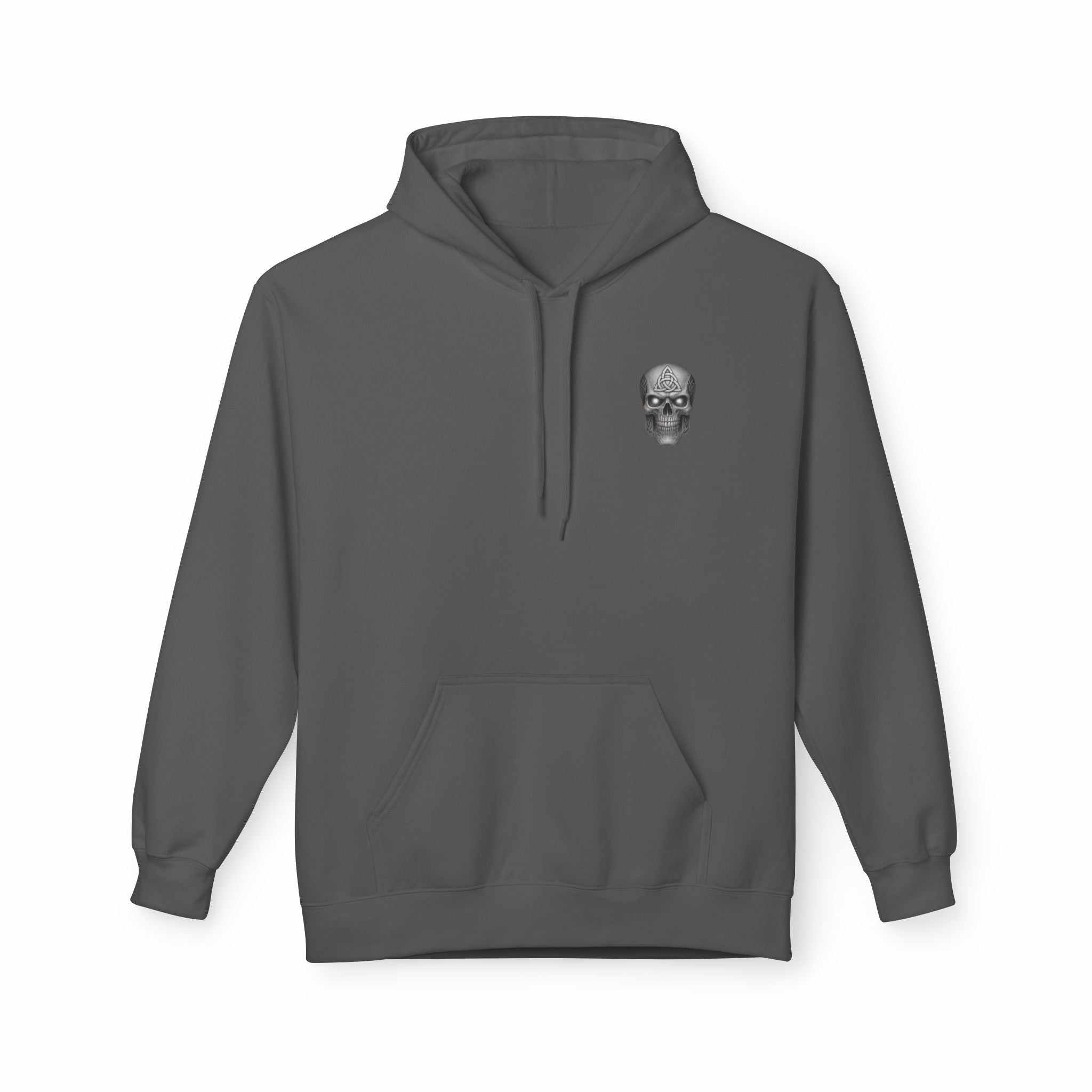 Stay Strong Atlas Hoodie size guide table with measurements and product features for motivational mythic strength pullover