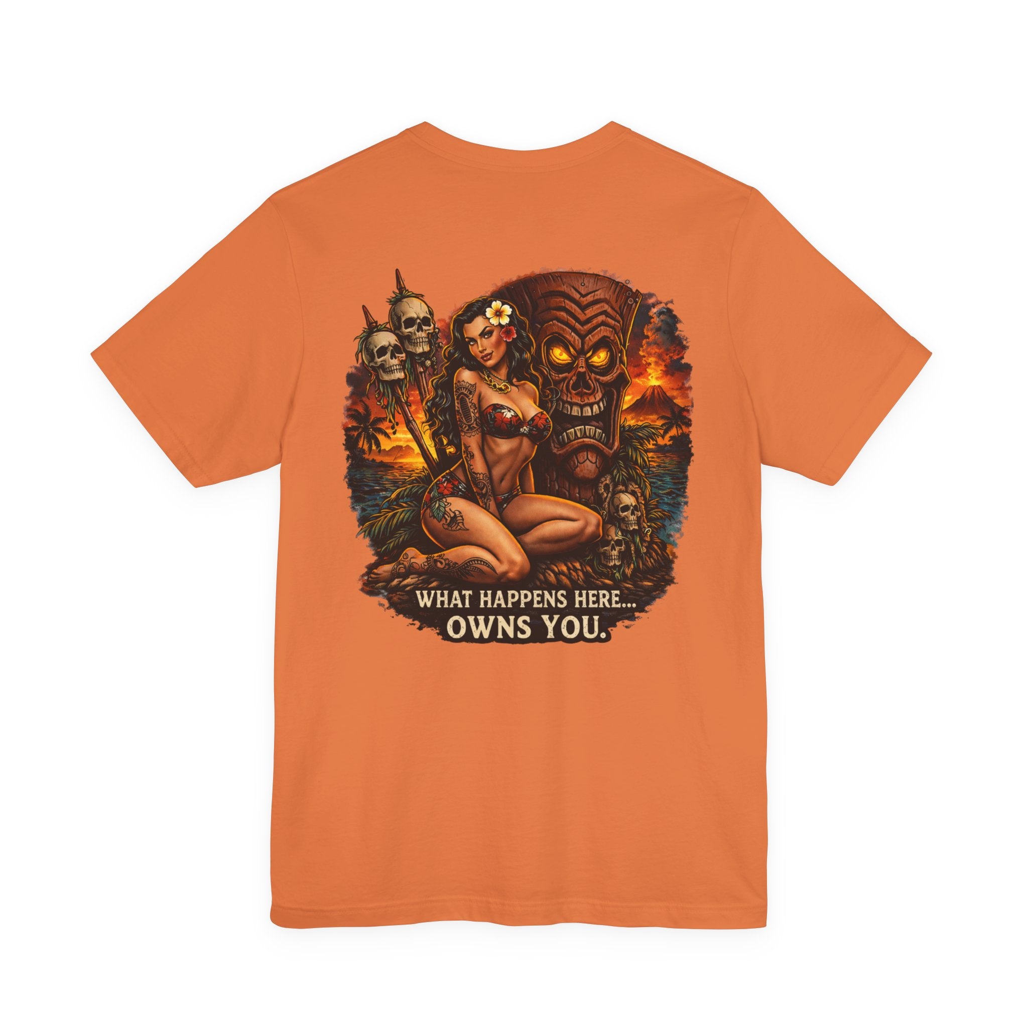 Tiki Horror Tee - "What Happens Here... Owns You" Graphic T-Shirt