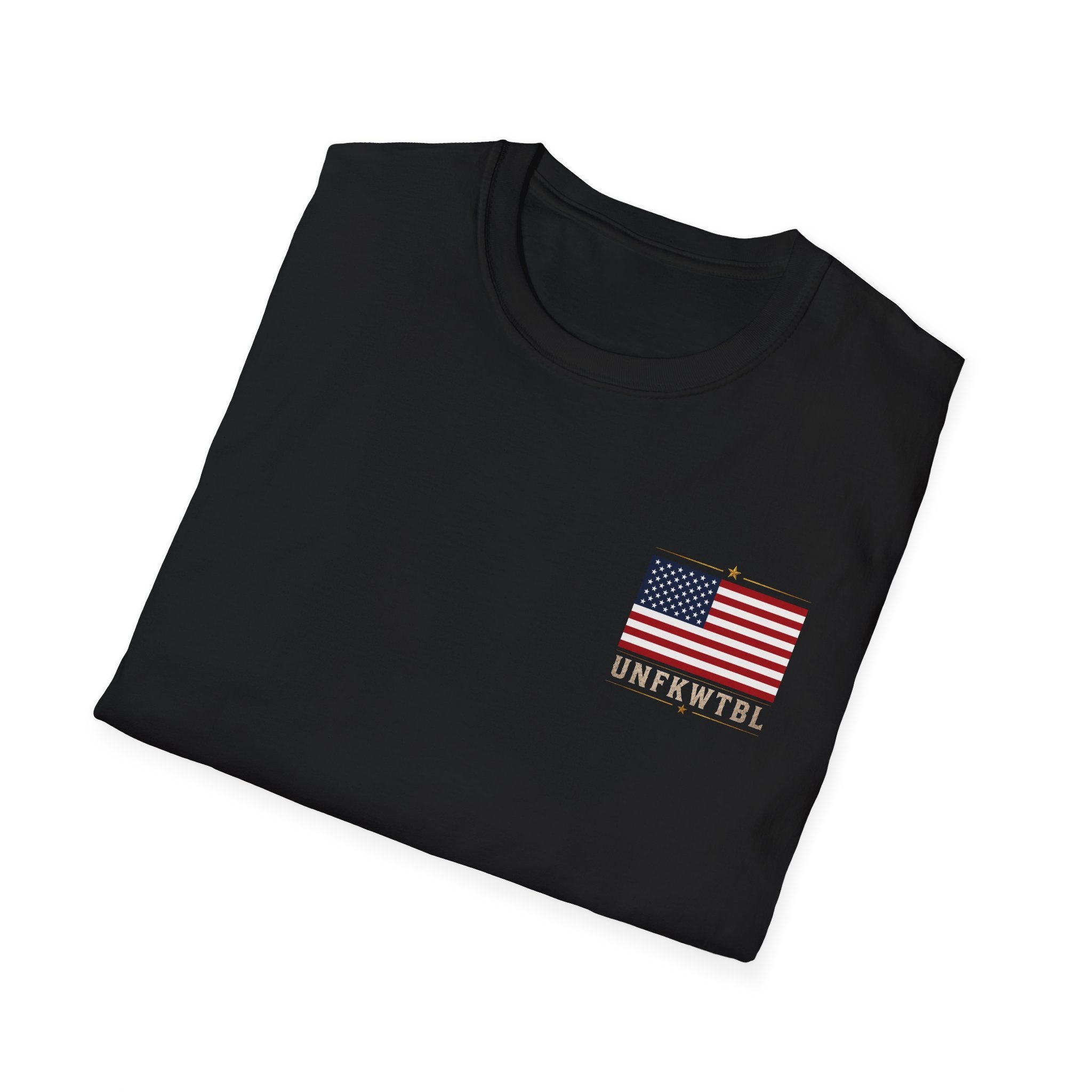 American Flag Pocket Tee — 'UNFKWTBL' Patriotic Graphic T-Shirt