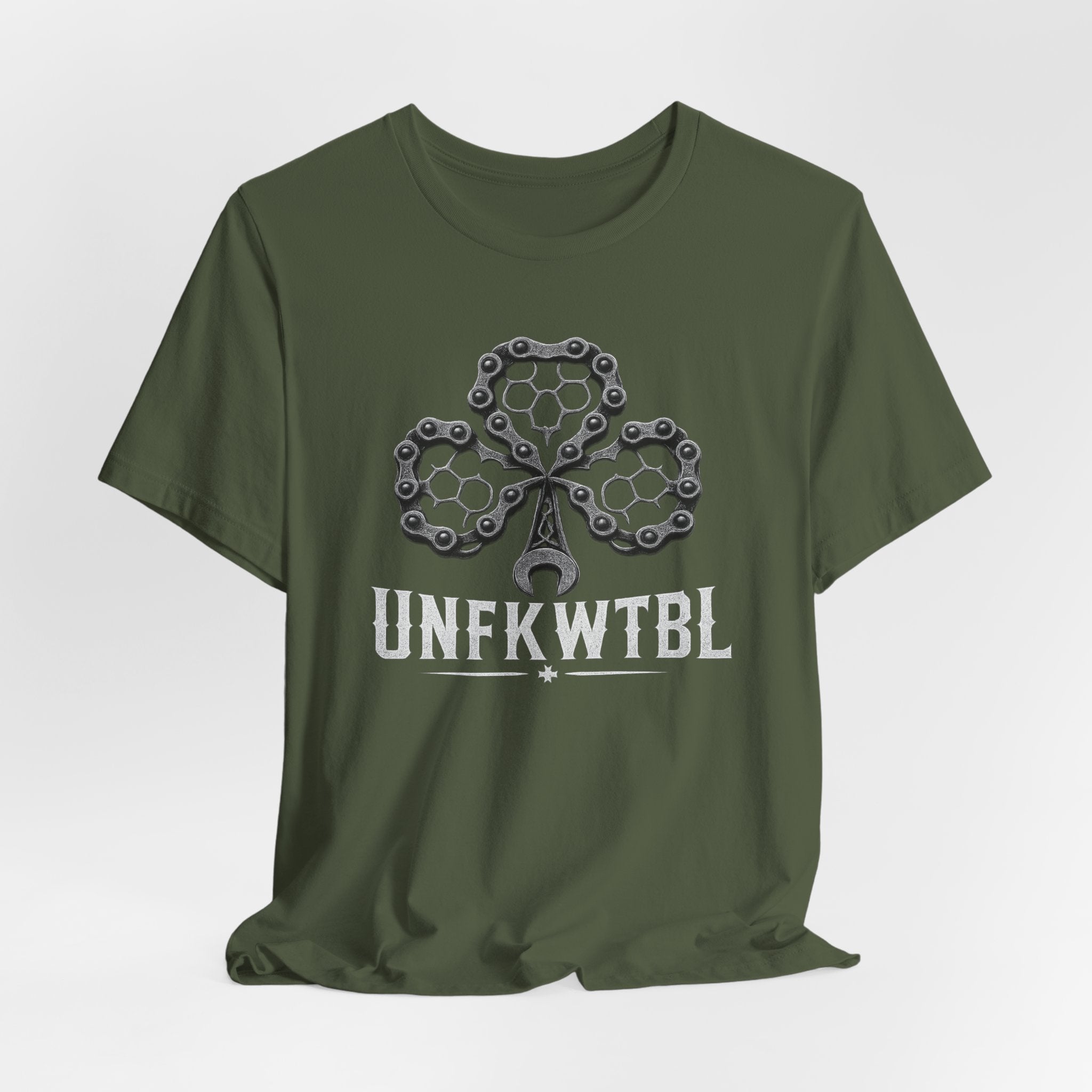 Unfkwtbl Bike Chain Clover Tee - Mechanic Cycling Garage Shirt