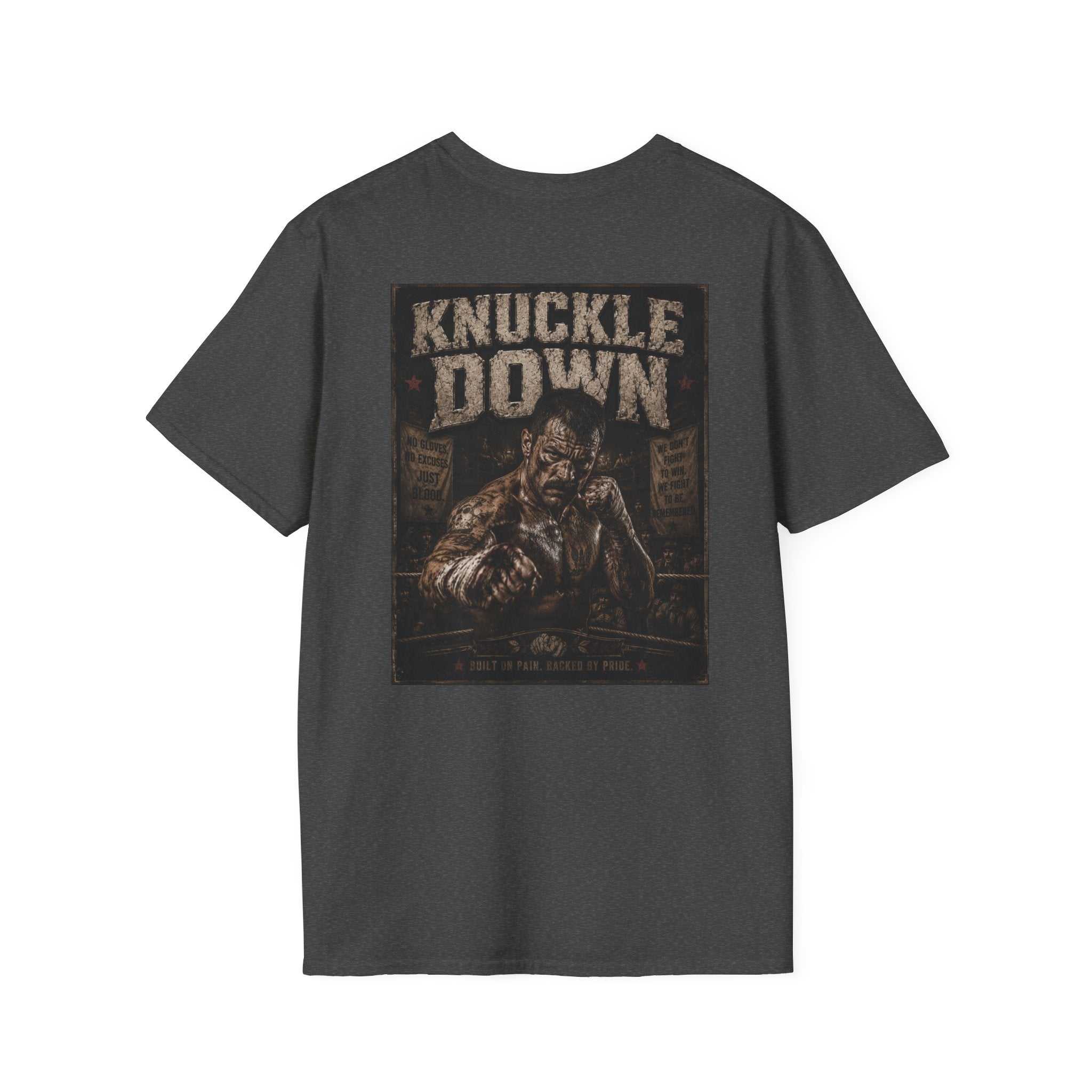 Knuckle Down Tee — Retro Block Letter Graphic T-Shirt