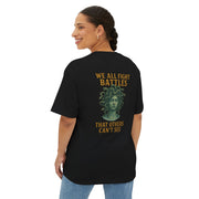 Unisex Oversized Boxy Tee MEDUSA INSPIRATIONAL TO SHOW WORLD UNBROKEN