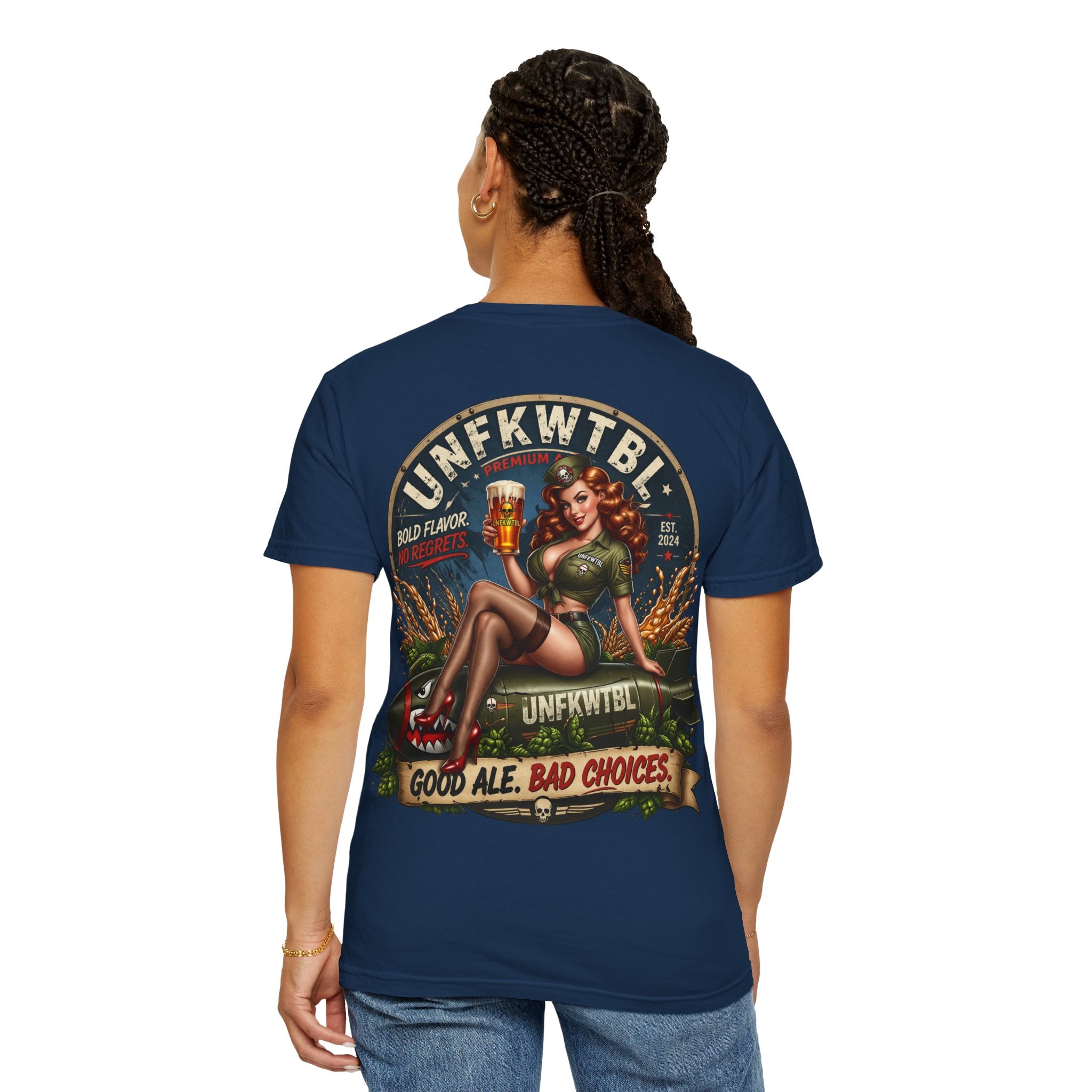 Beer Pinup T-Shirt – "Good Ale, Bad Choices" Retro Graphic Tee