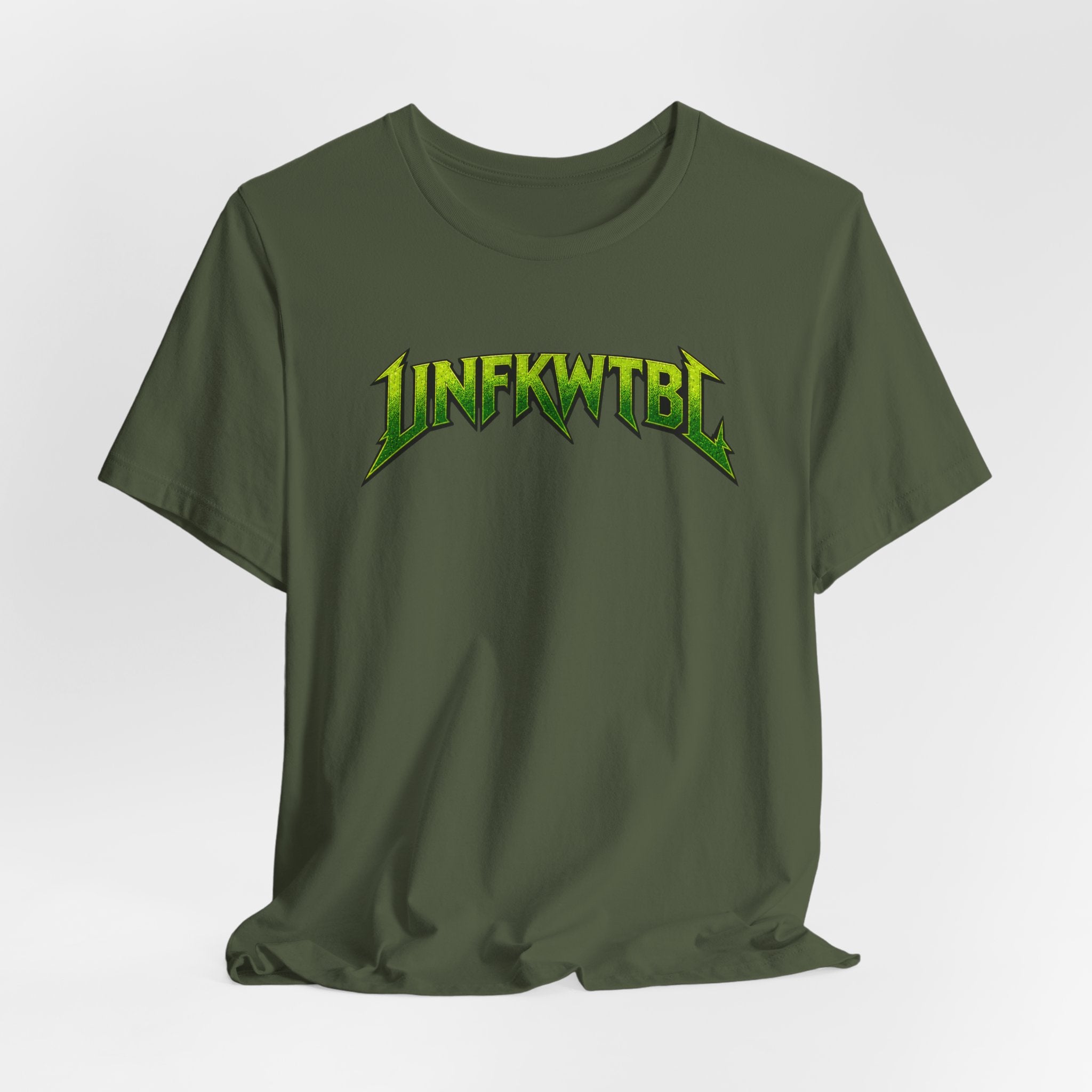Reaper Graphic Tee — 'UNFKWTBL' Neon Green Heavy Metal Skull Shirt