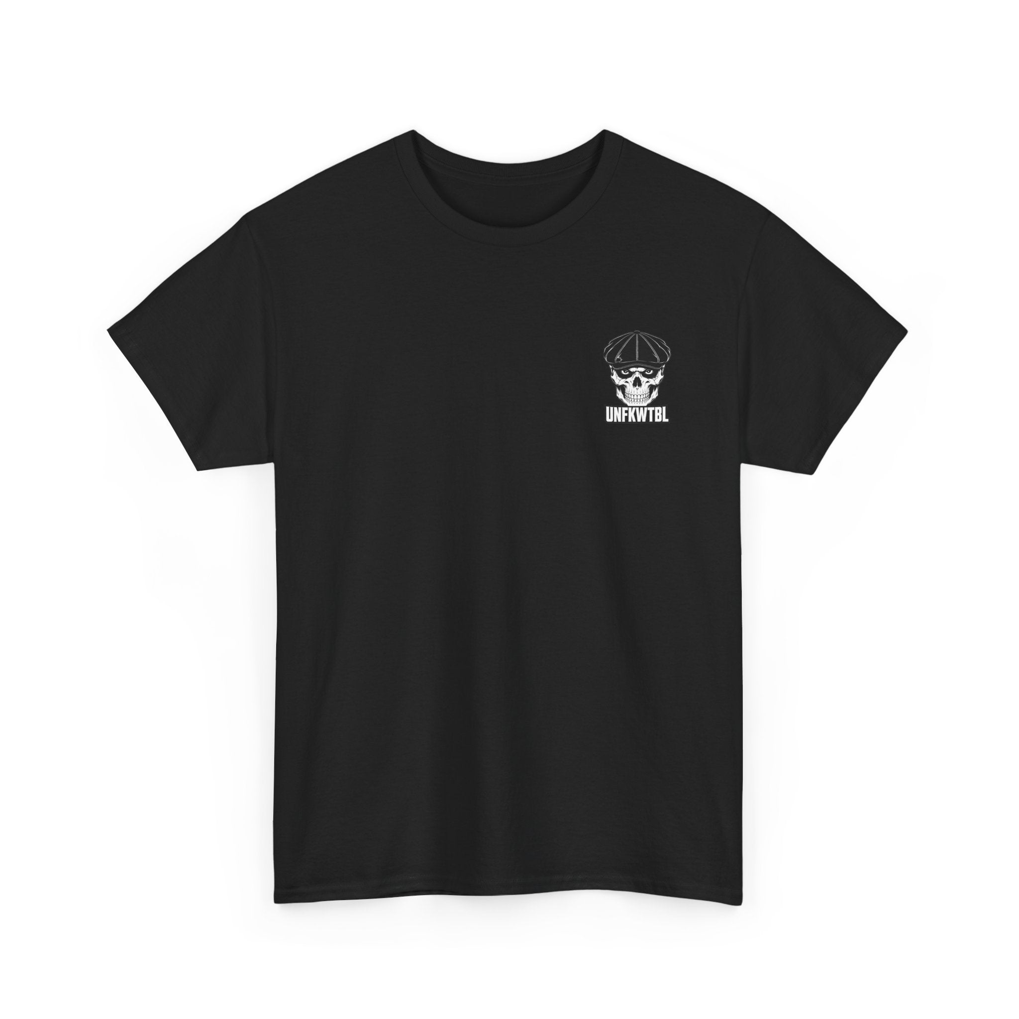 Graphic Tee — “Knocked Down. Never Finished.” Motivational Skull T-Shirt