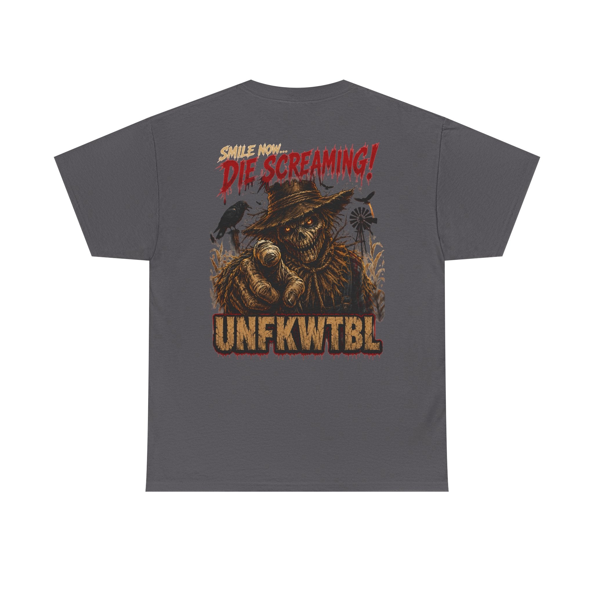 Horror Graphic Tee — "They’re Screaming" Scarecrow Design (UNFKWTBL)