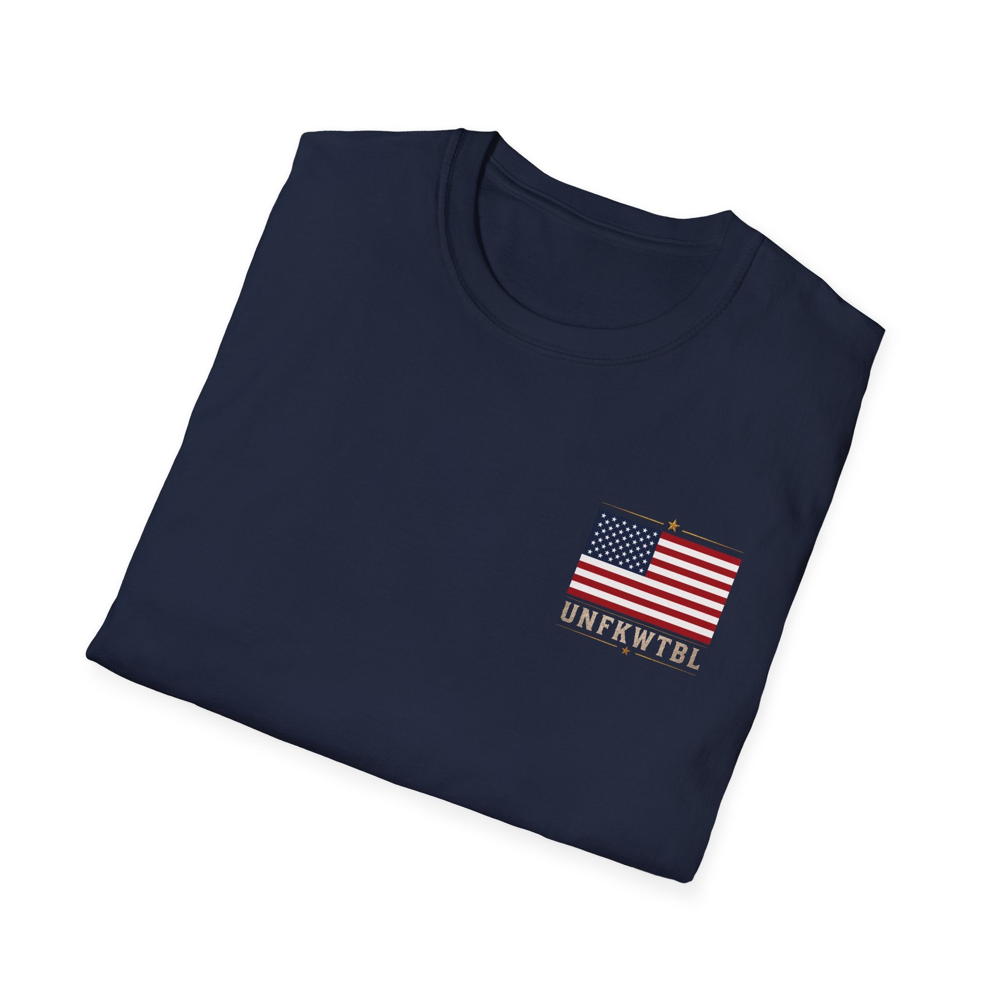 American Flag Pocket Tee — 'UNFKWTBL' Patriotic Graphic T-Shirt