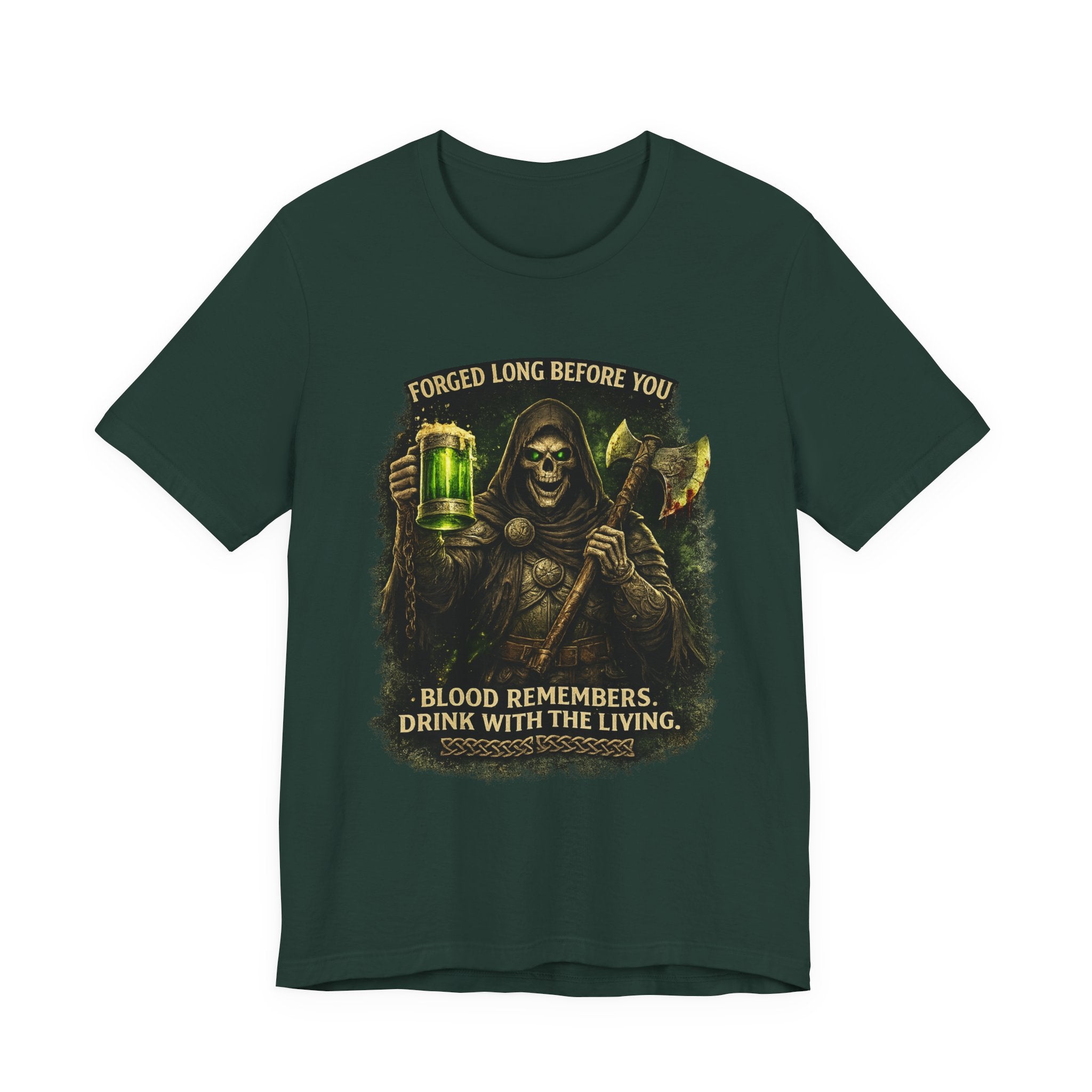 Grim Reaper Beer T-Shirt — "Forged Long Before You / Blood Remembers. Drink With The Living." Graphic Tee