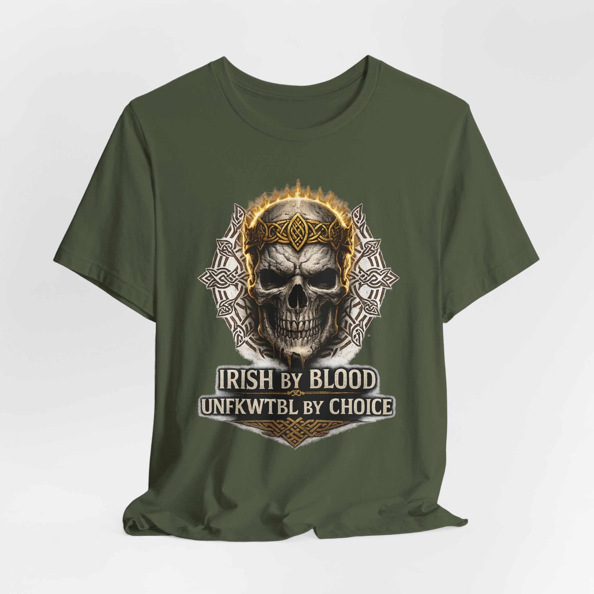 Skull Irish Tee — "Irish by Blood, Unfkwtbl by Choice" Graphic T-Shirt