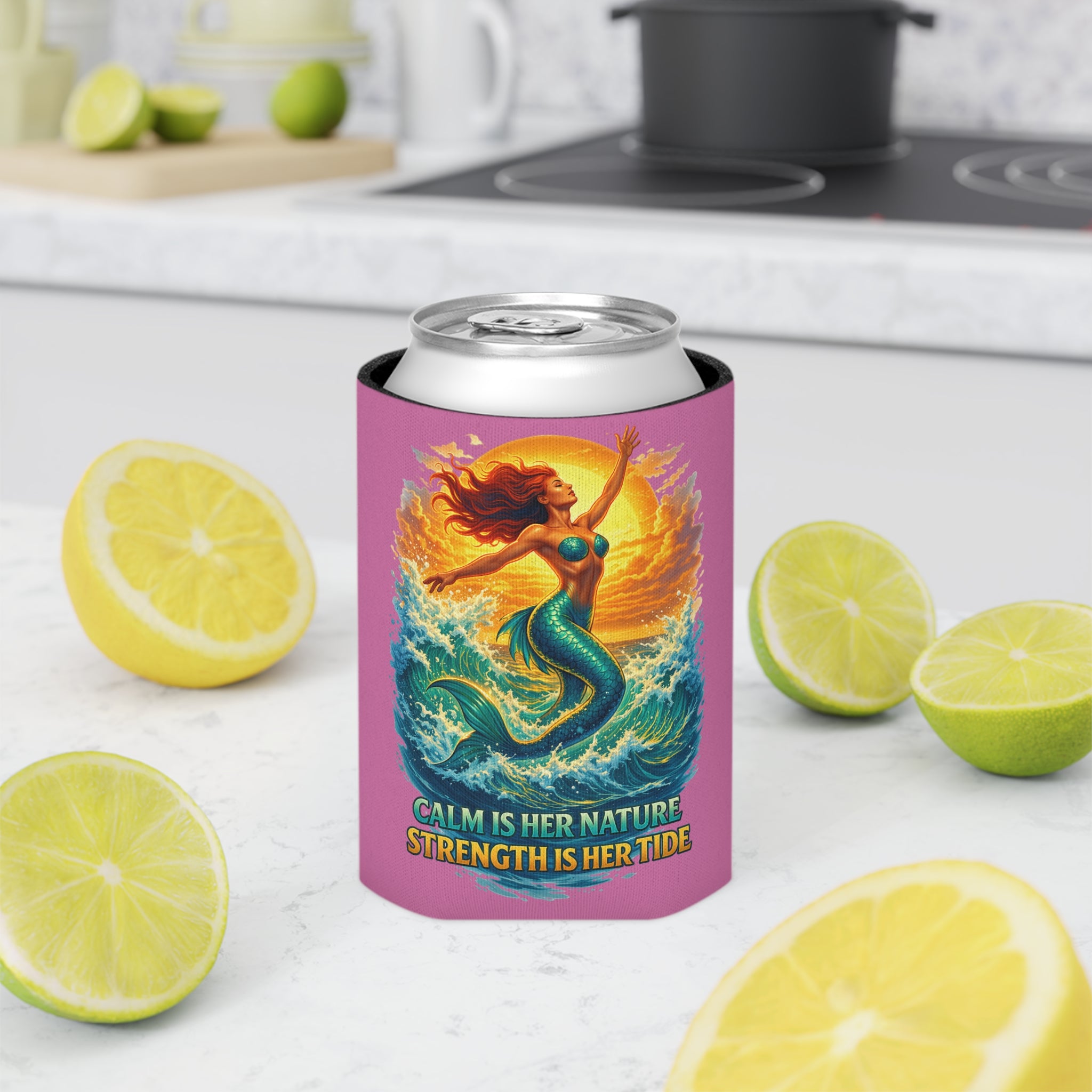 Can Cooler — Mermaid "Calm Is Her Nature, Strength Is Her Tide" & "Stay Cold" Beverage Koozie