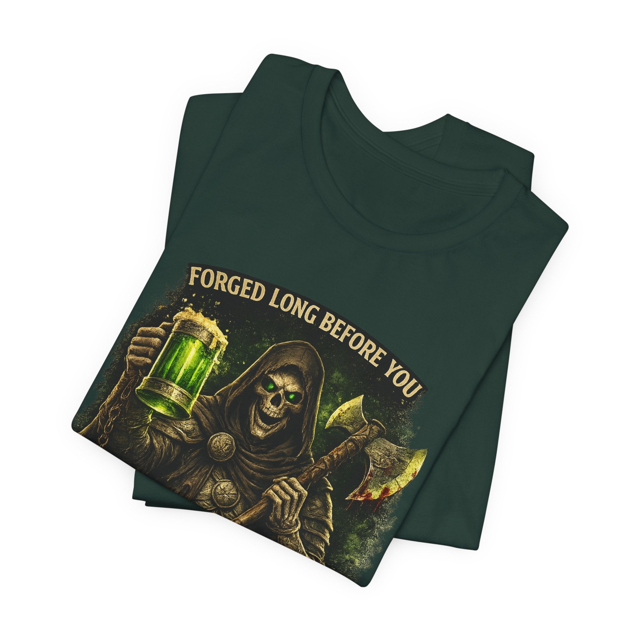 Grim Reaper Beer T-Shirt — "Forged Long Before You / Blood Remembers. Drink With The Living." Graphic Tee