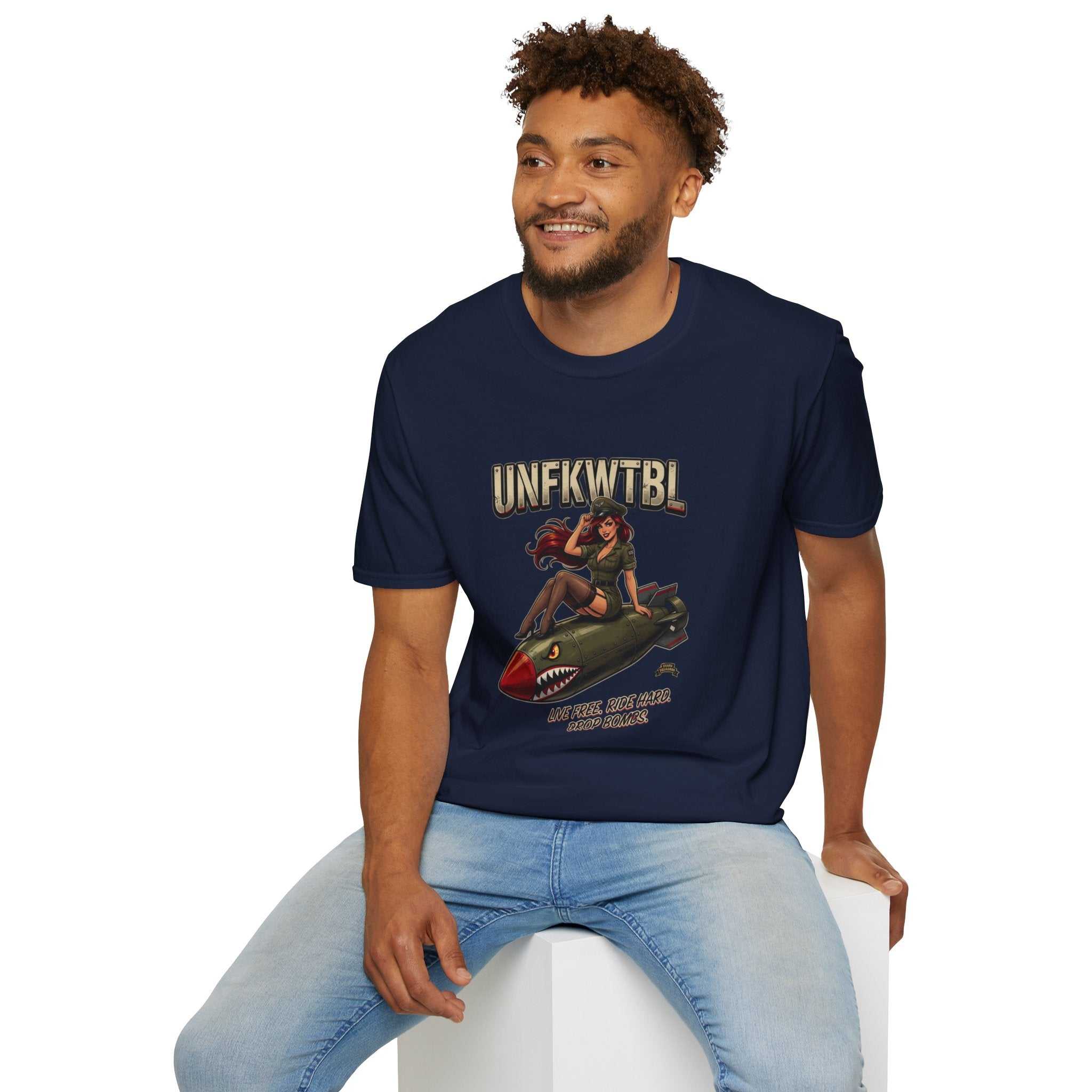 Vintage Pinup Bomber T-Shirt — UNFKWTBL Retro Military Graphic