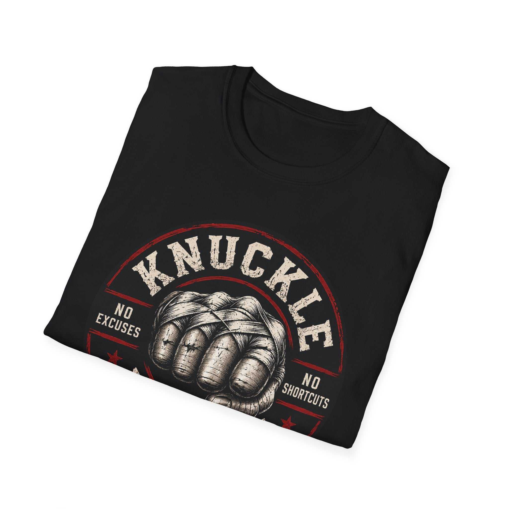 T-Shirt — Knuckle Down Vintage Fist Design (No Excuses, No Shortcuts)