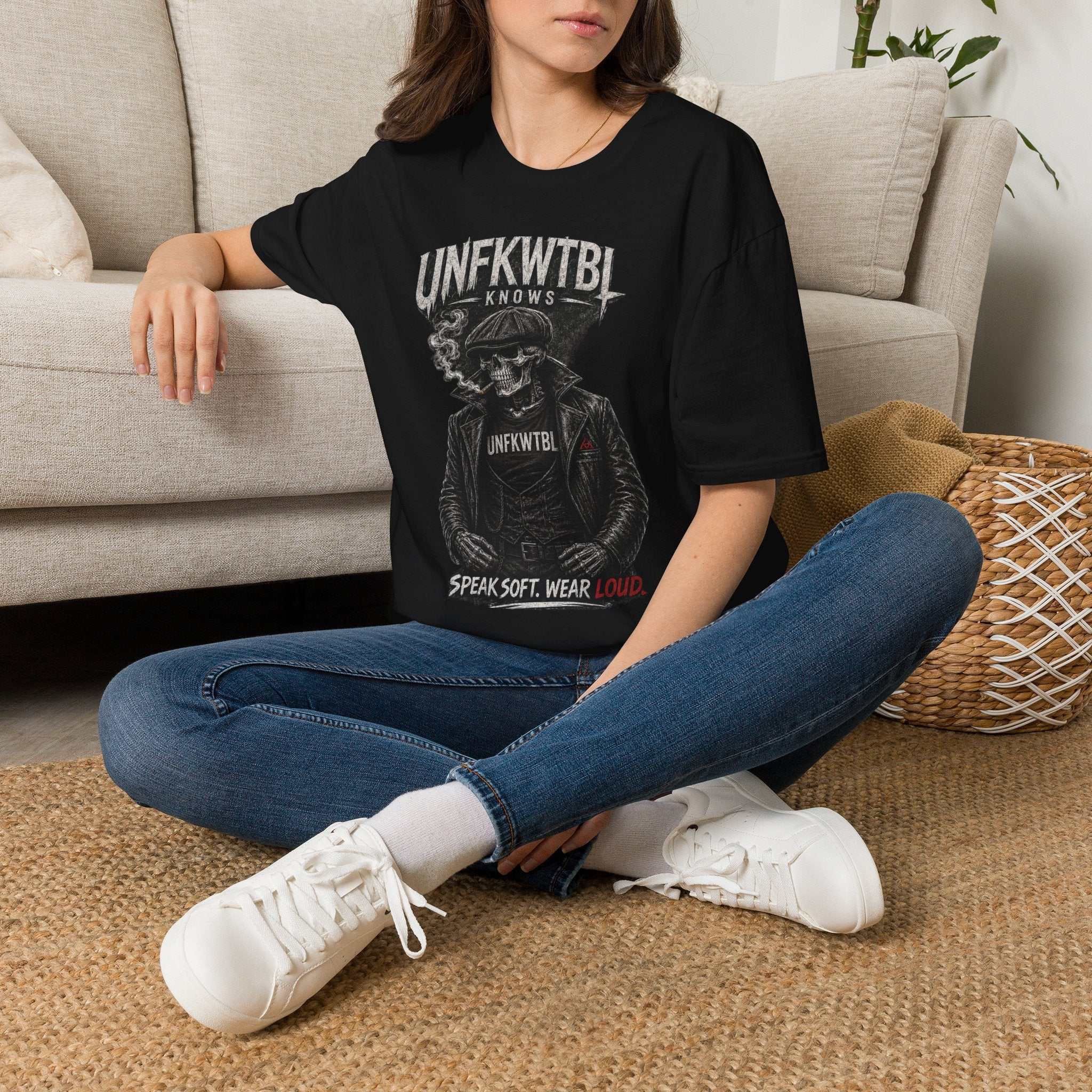 Skull Biker 'UNFKWTBL Knows' Graphic T-Shirt